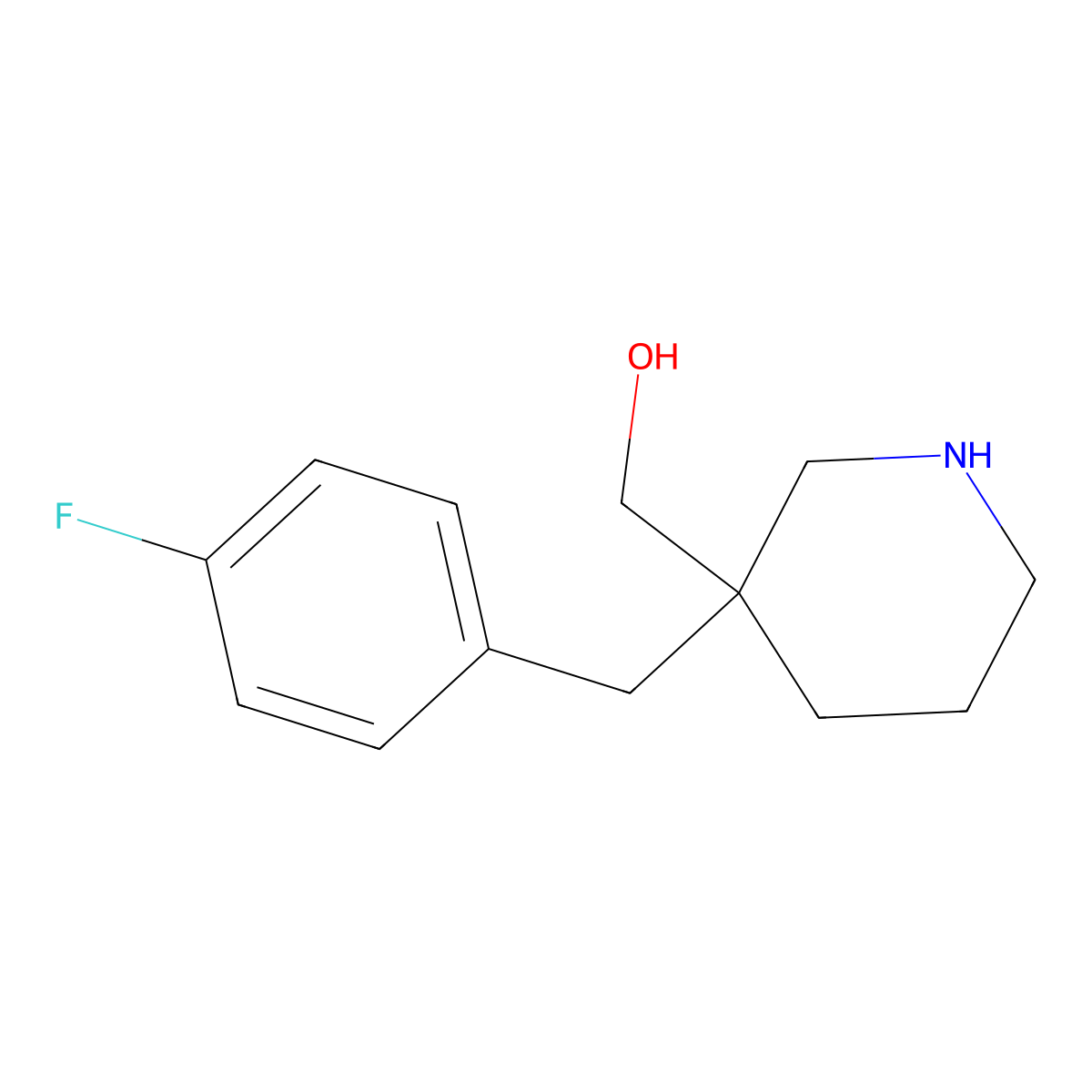 (3-(4-Fluorobenzyl)piperidin-3-yl)methanol molecular structure, CAS 1332162-40-9
