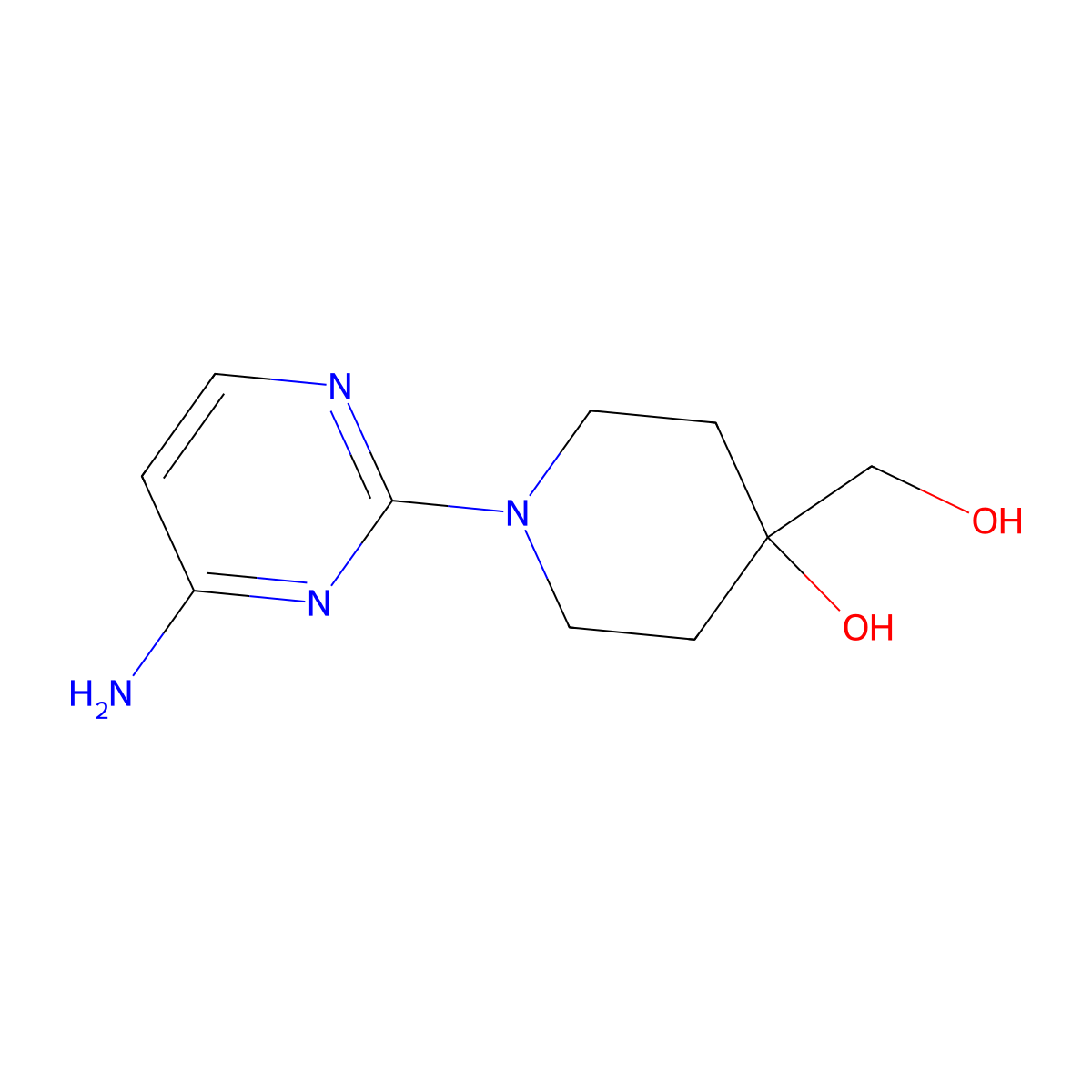 1-(4-Aminopyrimidin-2-yl)-4-(hydroxymethyl)piperidin-4-ol molecular structure, CAS 1332169-19-3