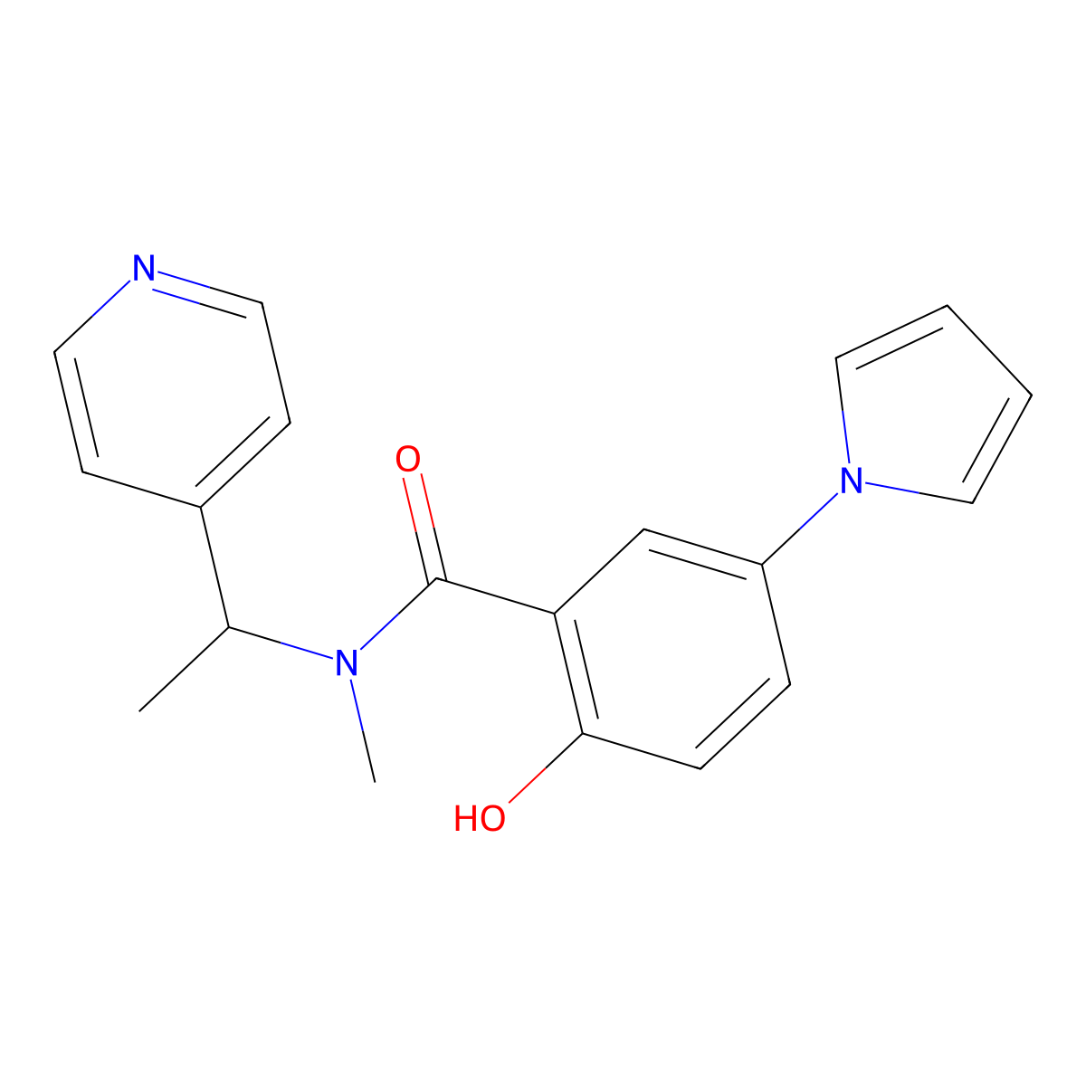2-hydroxy-N-methyl-N-(1-pyridin-4-ylethyl)-5-(1H-pyrrol-1-yl)benzamide molecular structure, CAS 1332172-34-5