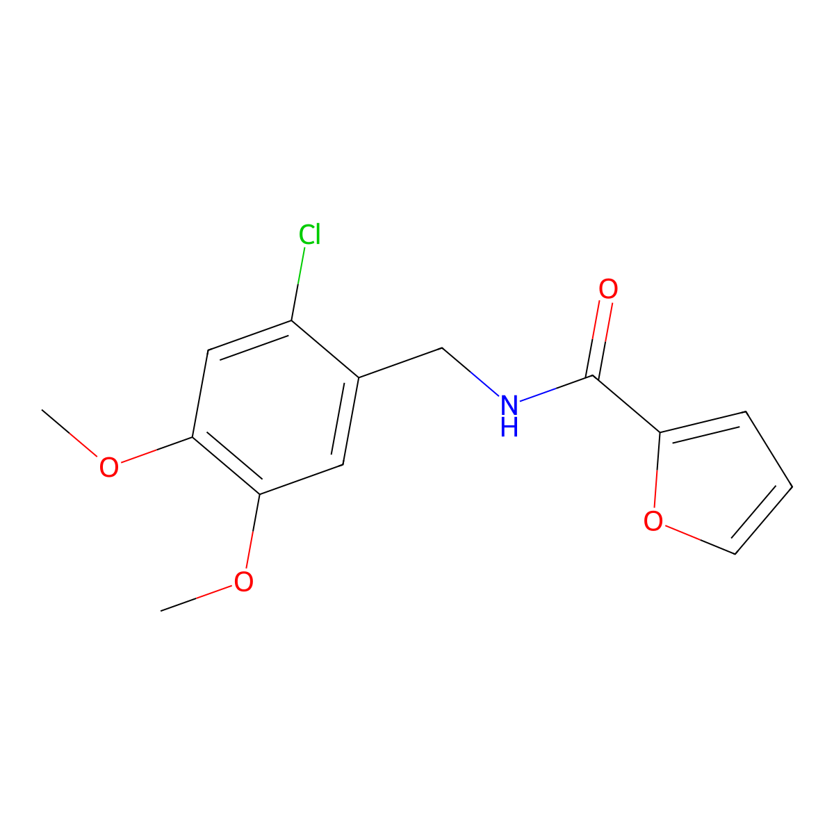 N-(2-chloro-4,5-dimethoxybenzyl)-2-furamide molecular structure, CAS 1332172-75-4