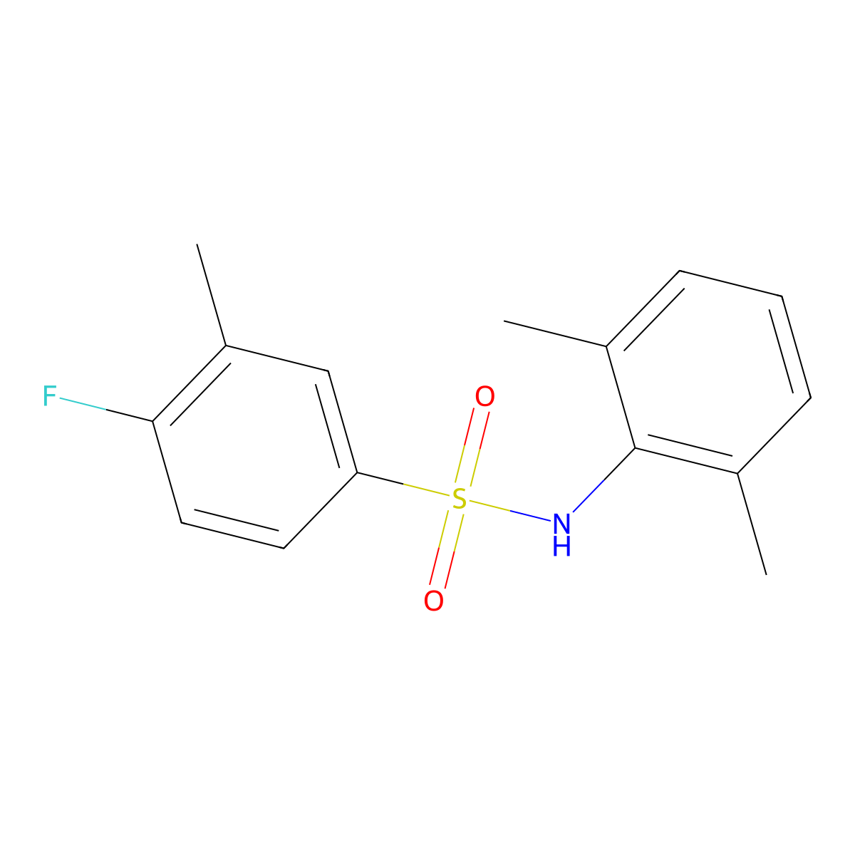 N-(2,6-dimethylphenyl)-4-fluoro-3-methylbenzene-1-sulfonamide molecular structure, CAS 1332177-74-8