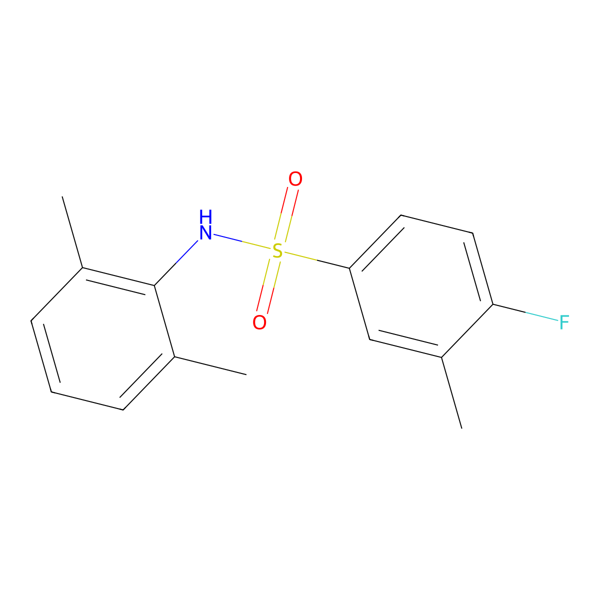 N-(2,6-dimethylphenyl)-4-fluoro-3-methylbenzene-1-sulfonamide molecular structure, CAS 1332177-74-8