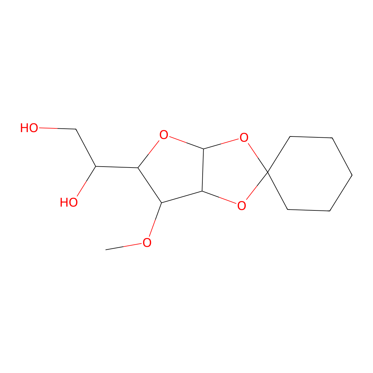 1,2-O-Cyclohexylidene-3-O-methyl-a-D-glucofuranose molecular structure, CAS 13322-87-7