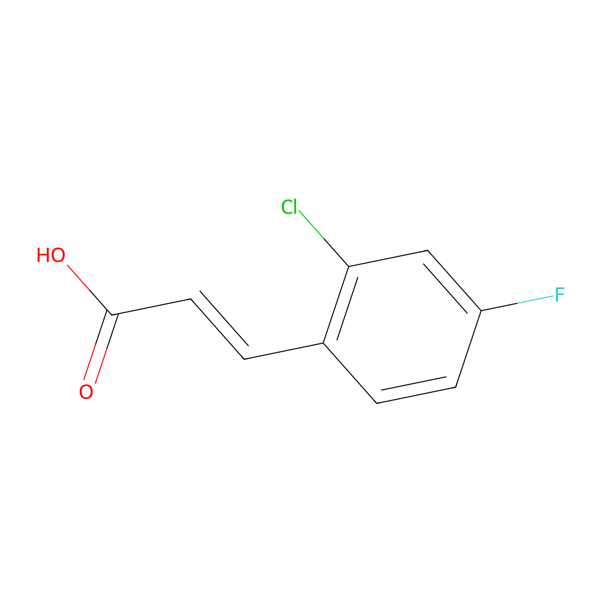 2-Chloro-4-fluorocinnamic acid molecular structure, CAS 133220-86-7