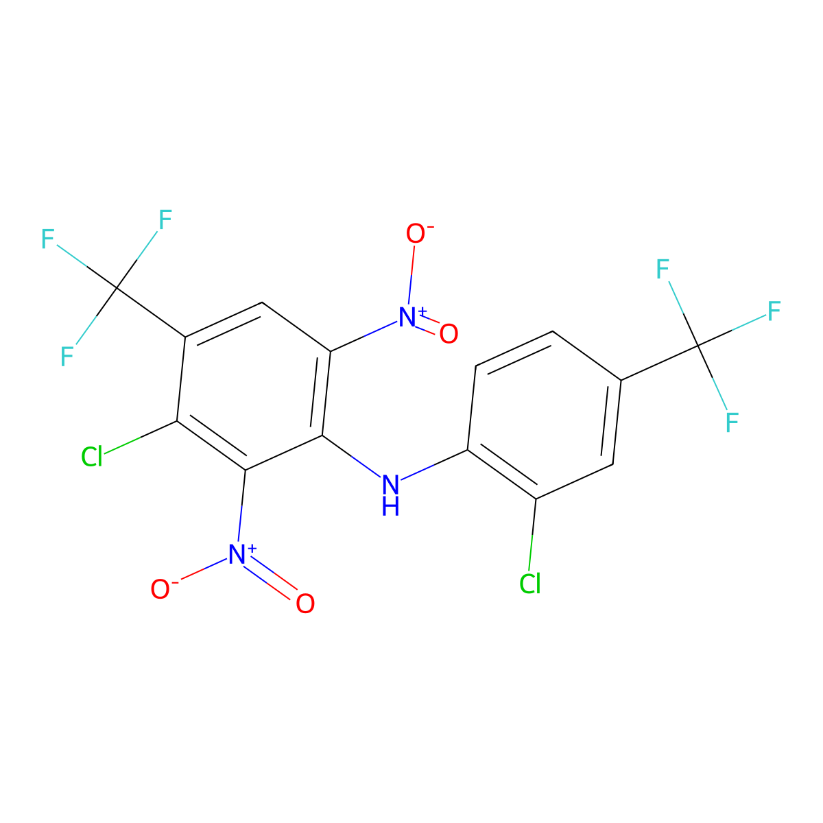 3-Chloro-N-(2-chloro-4-(trifluoromethyl)phenyl)-2,6-dinitro-4-(trifluoromethyl)aniline molecular structure, CAS 133229-83-1