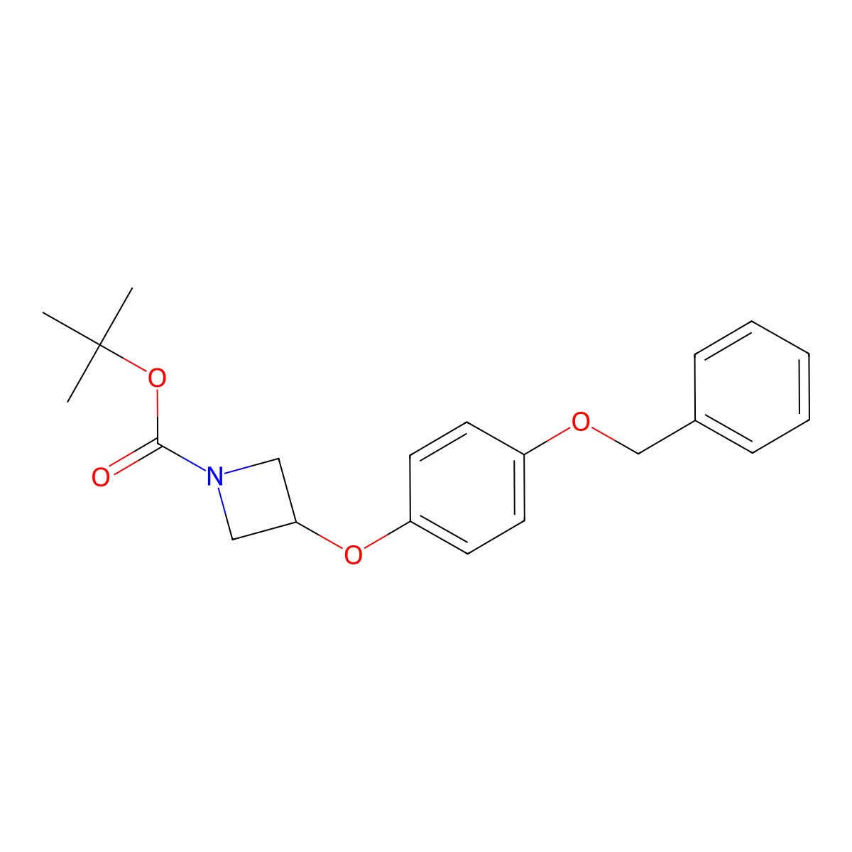 Tert-butyl 3-(4-(benzyloxy)phenoxy)azetidine-1-carboxylate molecular structure, CAS 1332301-36-6