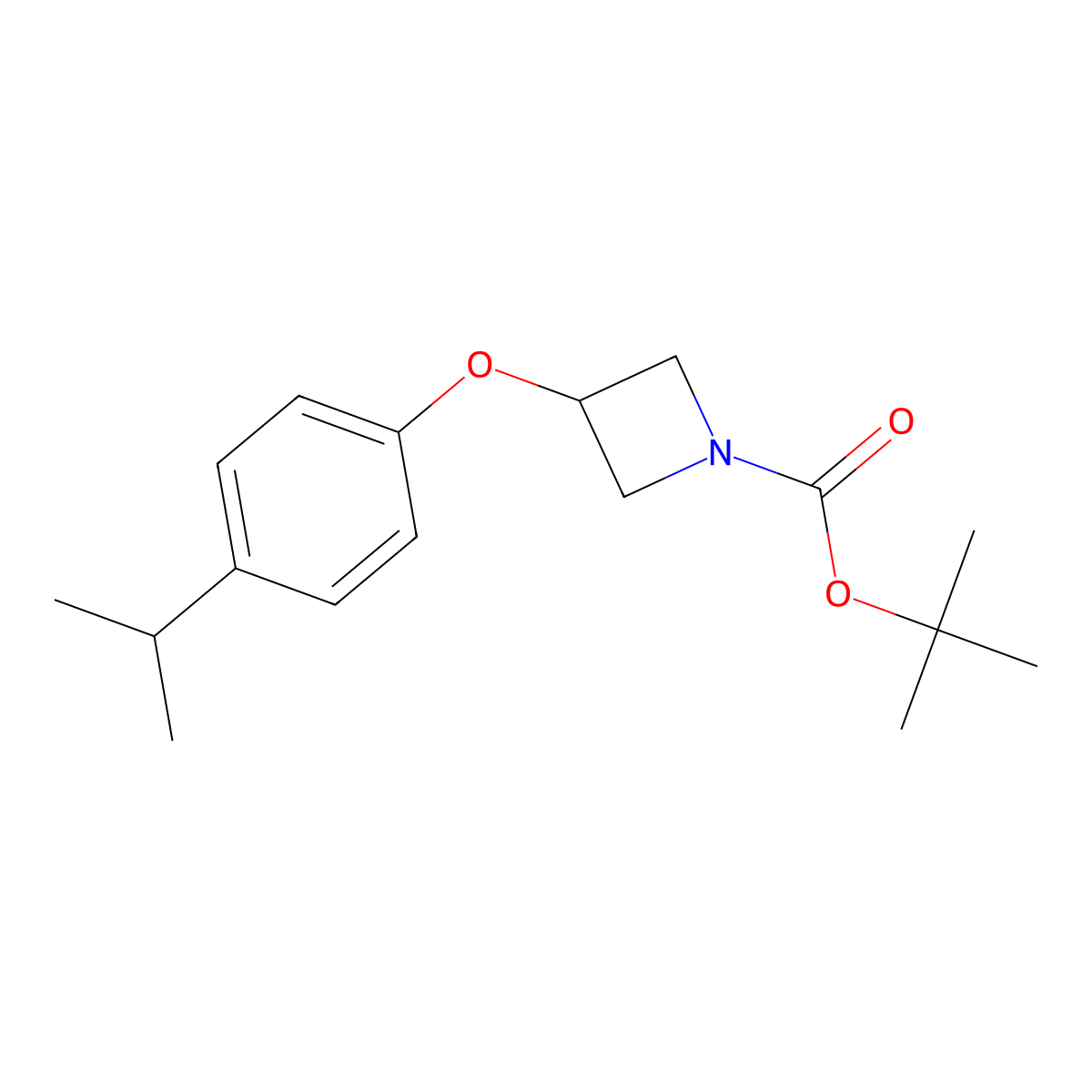 1-Azetidinecarboxylic acid, 3-[4-(1-methylethyl)phenoxy]-, 1,1-dimethylethyl ester molecular structure, CAS 1332301-49-1