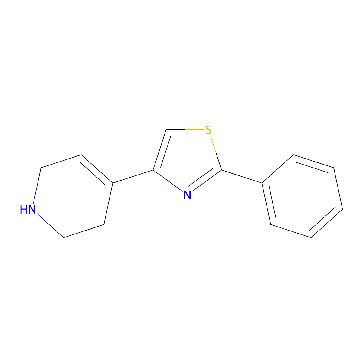 2-Phenyl-4-(1,2,3,6-tetrahydropyridin-4-yl)-1,3-thiazole molecular structure, CAS 1332301-86-6