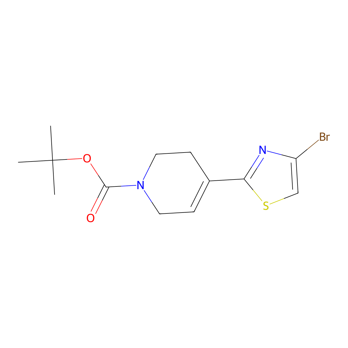 tert-butyl 4-(4-bromothiazol-2-yl)-5,6-dihydropyridine-1(2H)-carboxylate molecular structure, CAS 1332301-87-7