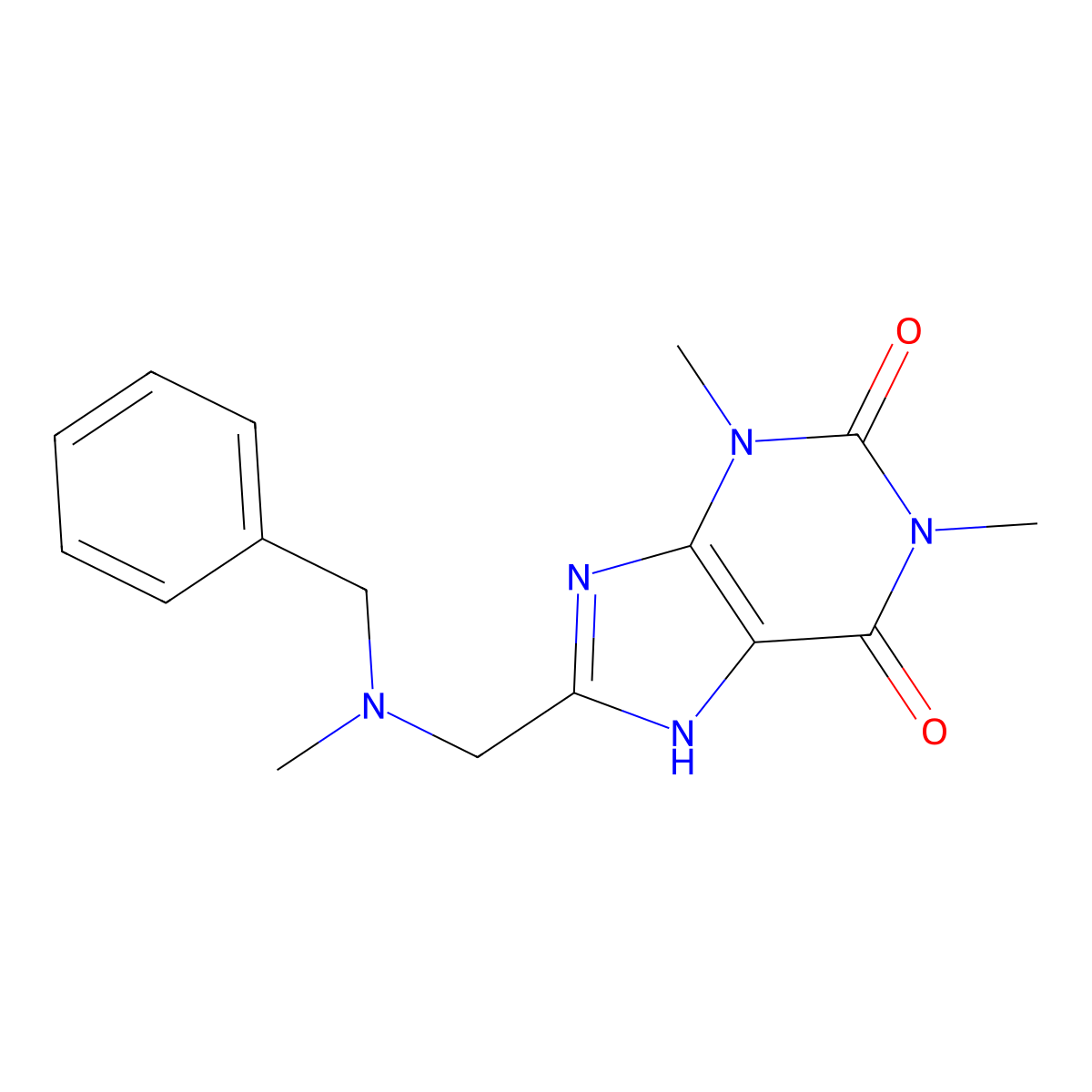 8-[(Benzyl-methyl-amino)-methyl]-1,3-dimethyl-3,7-dihydro-purine-2,6-dione molecular structure, CAS 133231-17-1