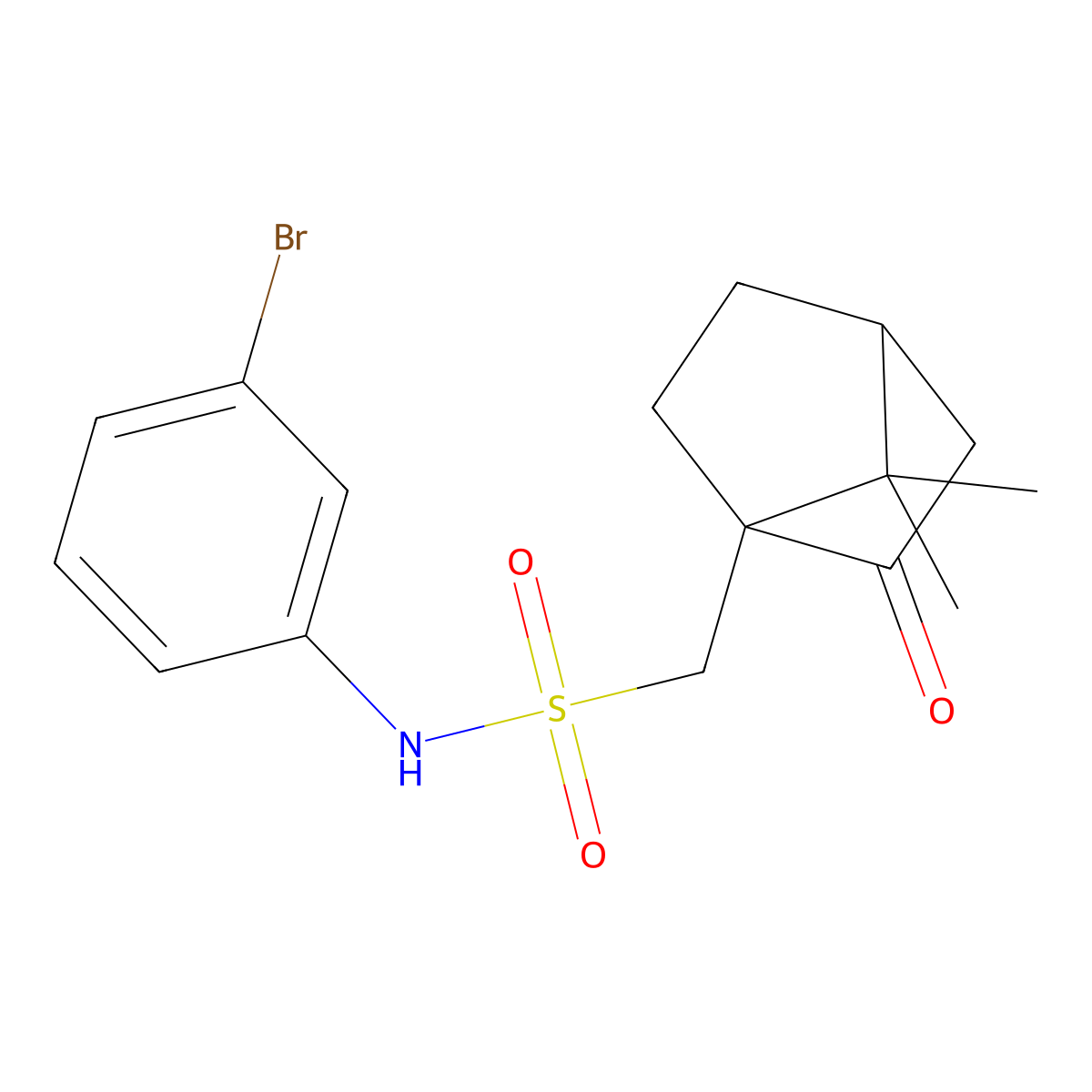 N-(3-bromophenyl)(7,7-dimethyl-2-oxobicyclo[2.2.1]hept-1-yl)methanesulfonamide molecular structure, CAS 133232-73-2