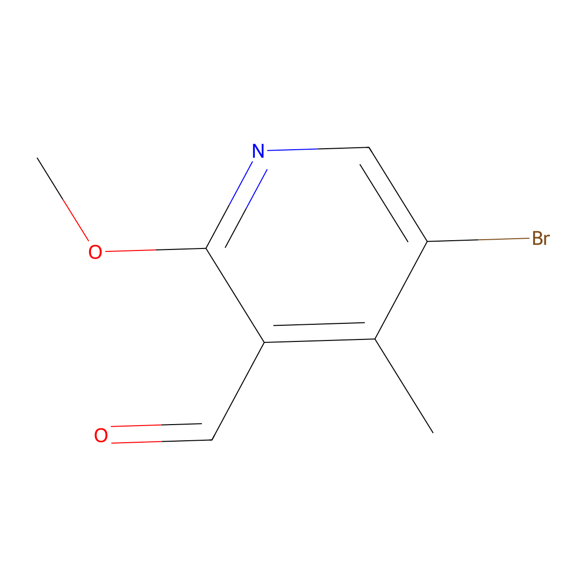 5-Bromo-2-methoxy-4-methyl-3-pyridinecarboxaldehyde molecular structure, CAS 1332324-23-8