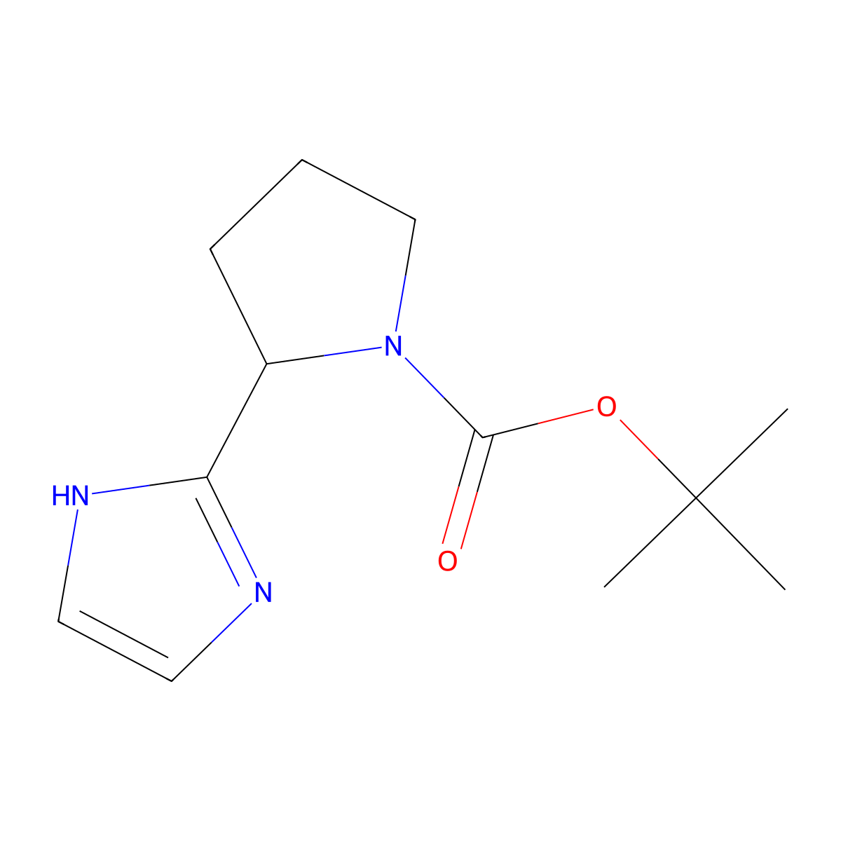 (R)-tert-Butyl 2-(1H-imidazol-2-yl)pyrrolidine-1-carboxylate molecular structure, CAS 1332326-40-5