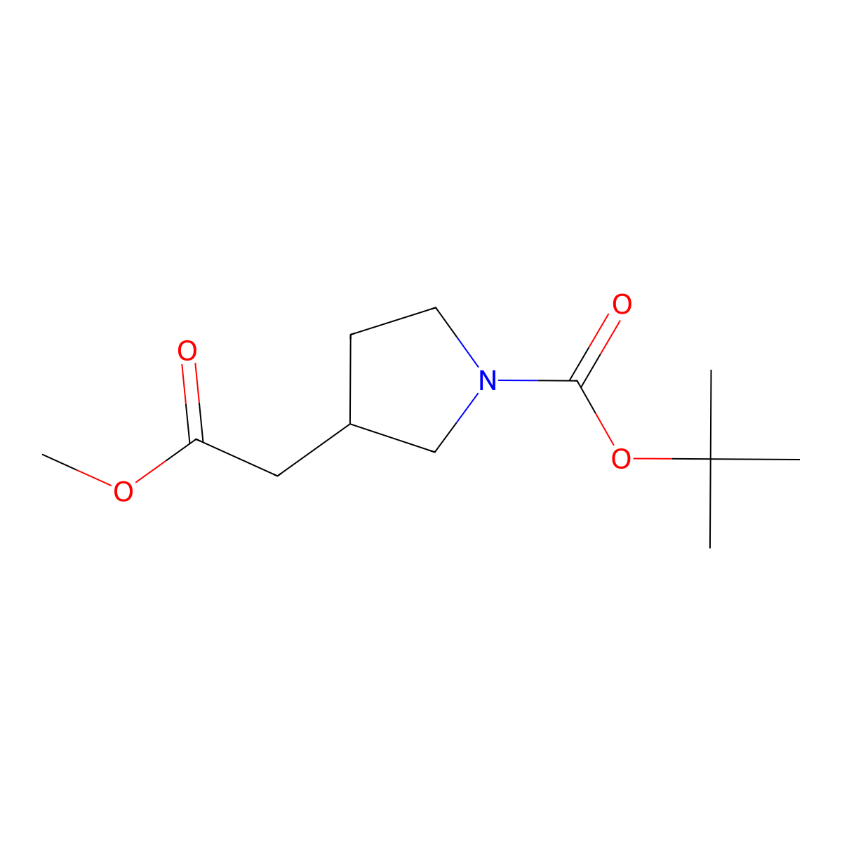 (s)-n-Boc-pyrrolidine-3-acetic acid methyl ester molecular structure, CAS 1332333-25-1