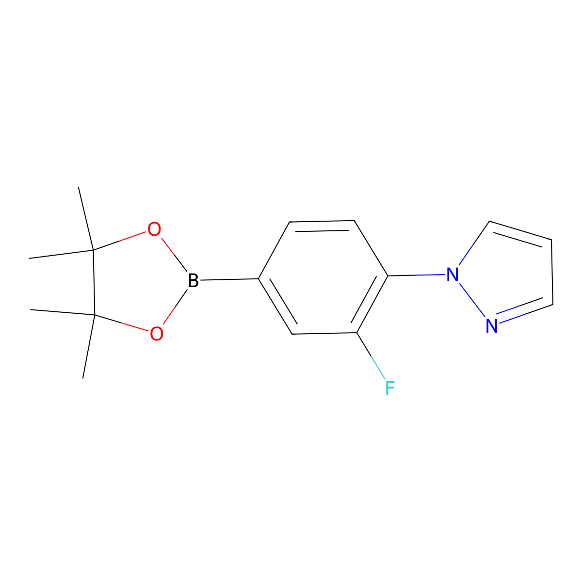 1-(2-Fluoro-4-(4,4,5,5-tetramethyl-1,3,2-dioxaborolan-2-yl)phenyl)-1H-pyrazole molecular structure, CAS 1332334-01-6