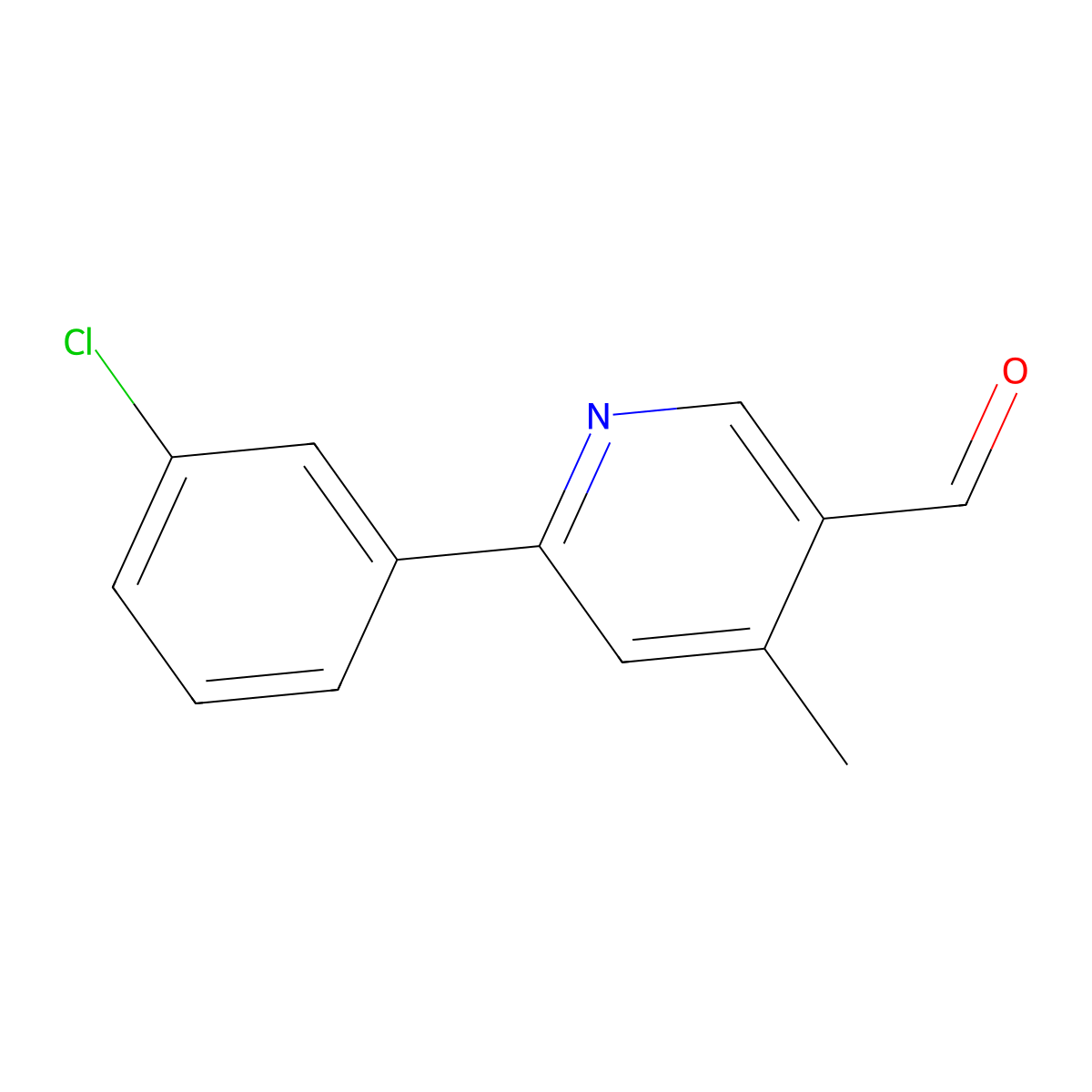 2-(3-Chlorophenyl)-4-methylpyridine-5-carboxaldehyde molecular structure, CAS 1332336-58-9