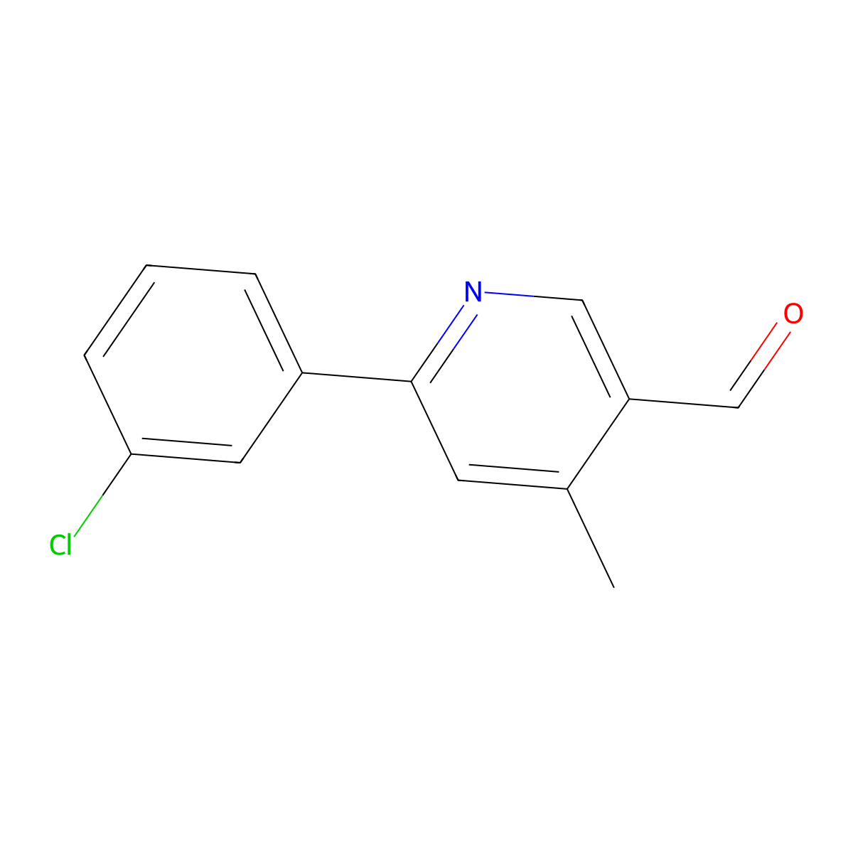 2-(3-Chlorophenyl)-4-methylpyridine-5-carboxaldehyde molecular structure, CAS 1332336-58-9