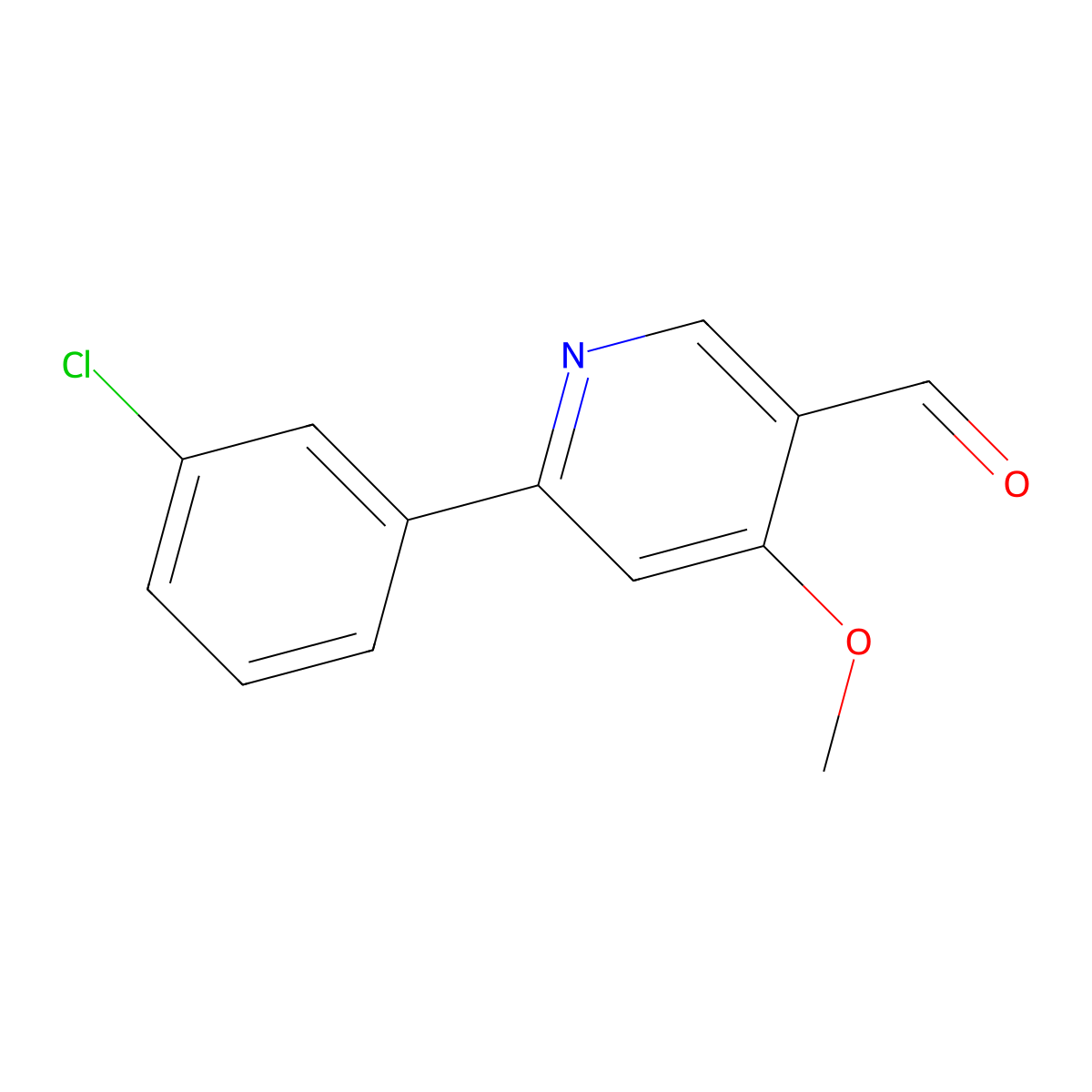 3-Pyridinecarboxaldehyde, 6-(3-chlorophenyl)-4-methoxy- molecular structure, CAS 1332336-59-0