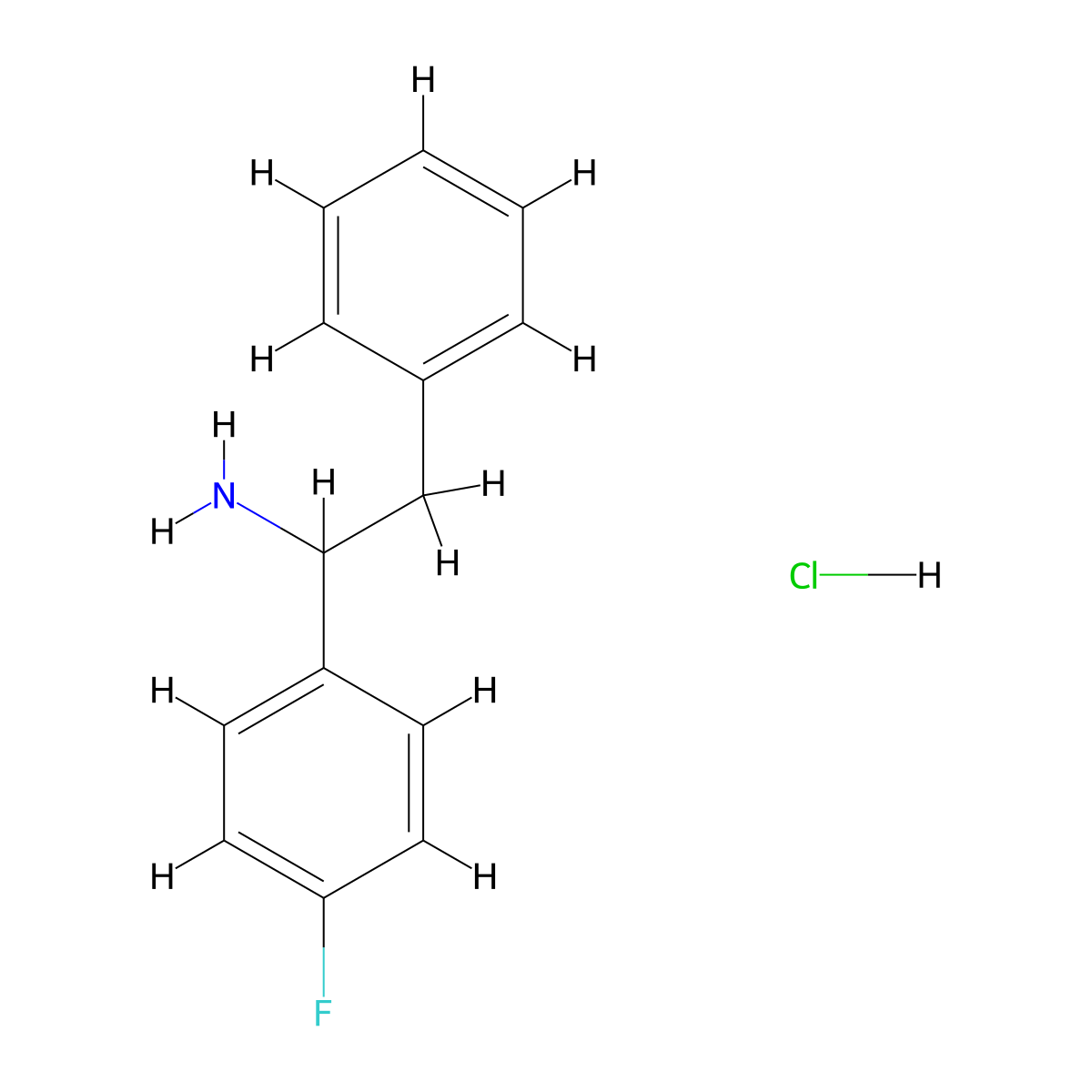 1-(4-Fluorophenyl)-2-phenylethan-1-amine hydrochloride molecular structure, CAS 133235-78-6