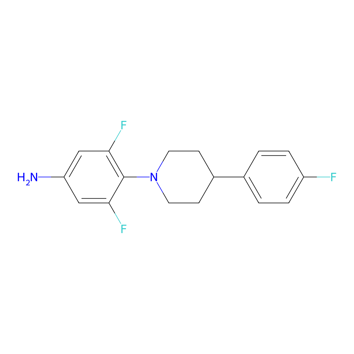 3,5-Difluoro-4-(4-(4-fluorophenyl)piperidin-1-yl)aniline molecular structure, CAS 1332356-31-6