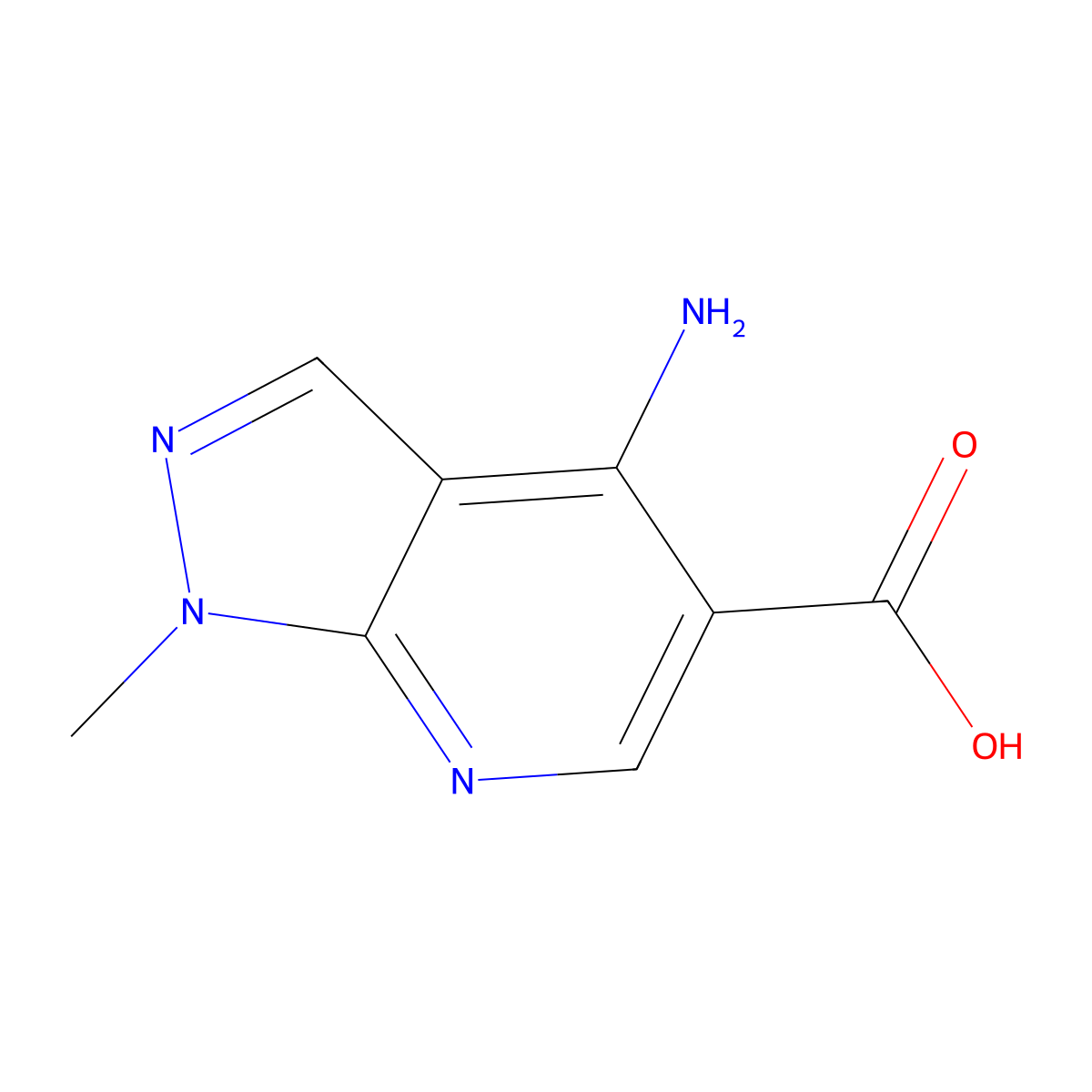 4-imino-1-methyl-1H,4H,7H-pyrazolo[3,4-b]pyridine-5-carboxylic acid molecular structure, CAS 1332370-62-3