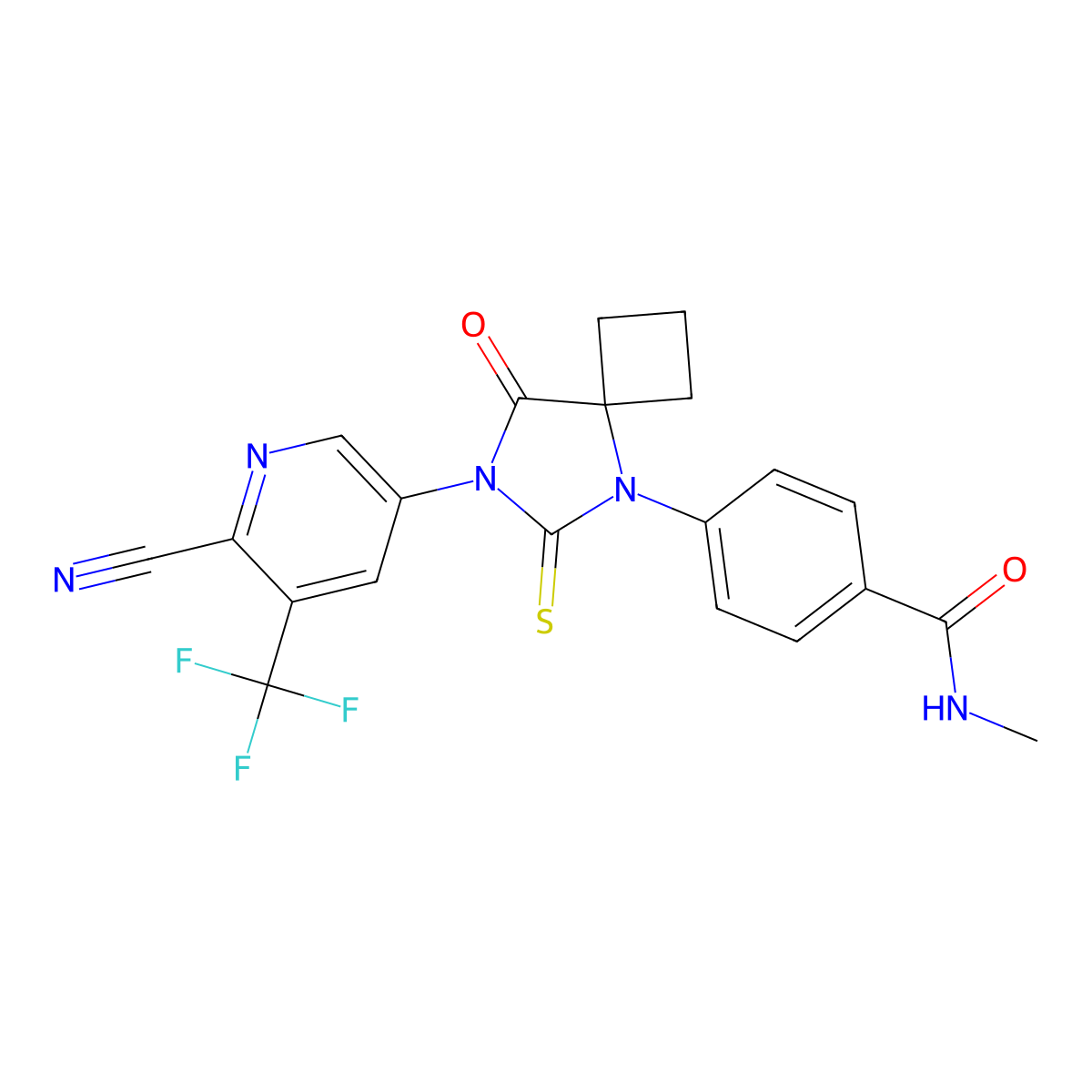 4-(7-(6-Cyano-5-(trifluoromethyl)pyridin-3-yl)-8-oxo-6-thioxo-5,7-diazaspiro[3.4]octan-5-yl)-N-methylbenzamide molecular structure, CAS 1332389-57-7
