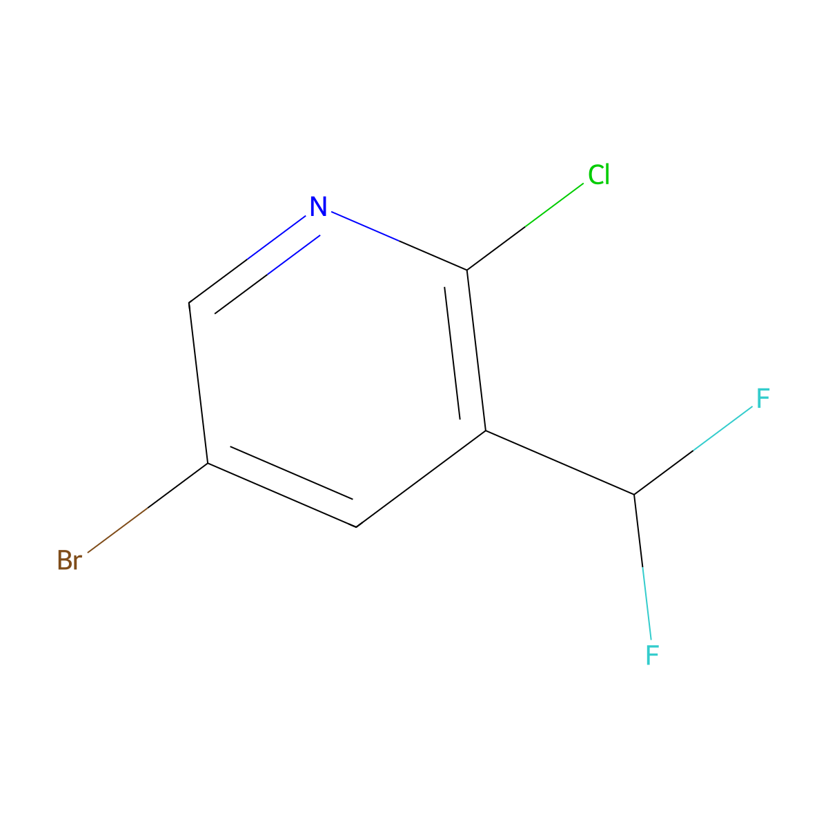 5-Bromo-2-chloro-3-(difluoromethyl)pyridine molecular structure, CAS 1332392-76-3