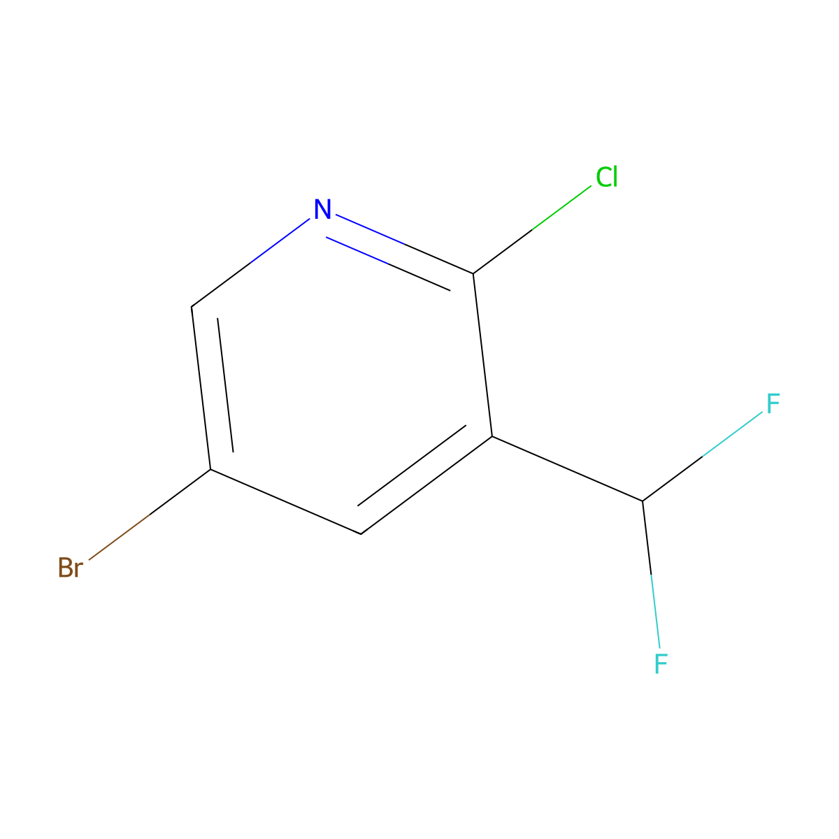 5-Bromo-2-chloro-3-(difluoromethyl)pyridine molecular structure, CAS 1332392-76-3