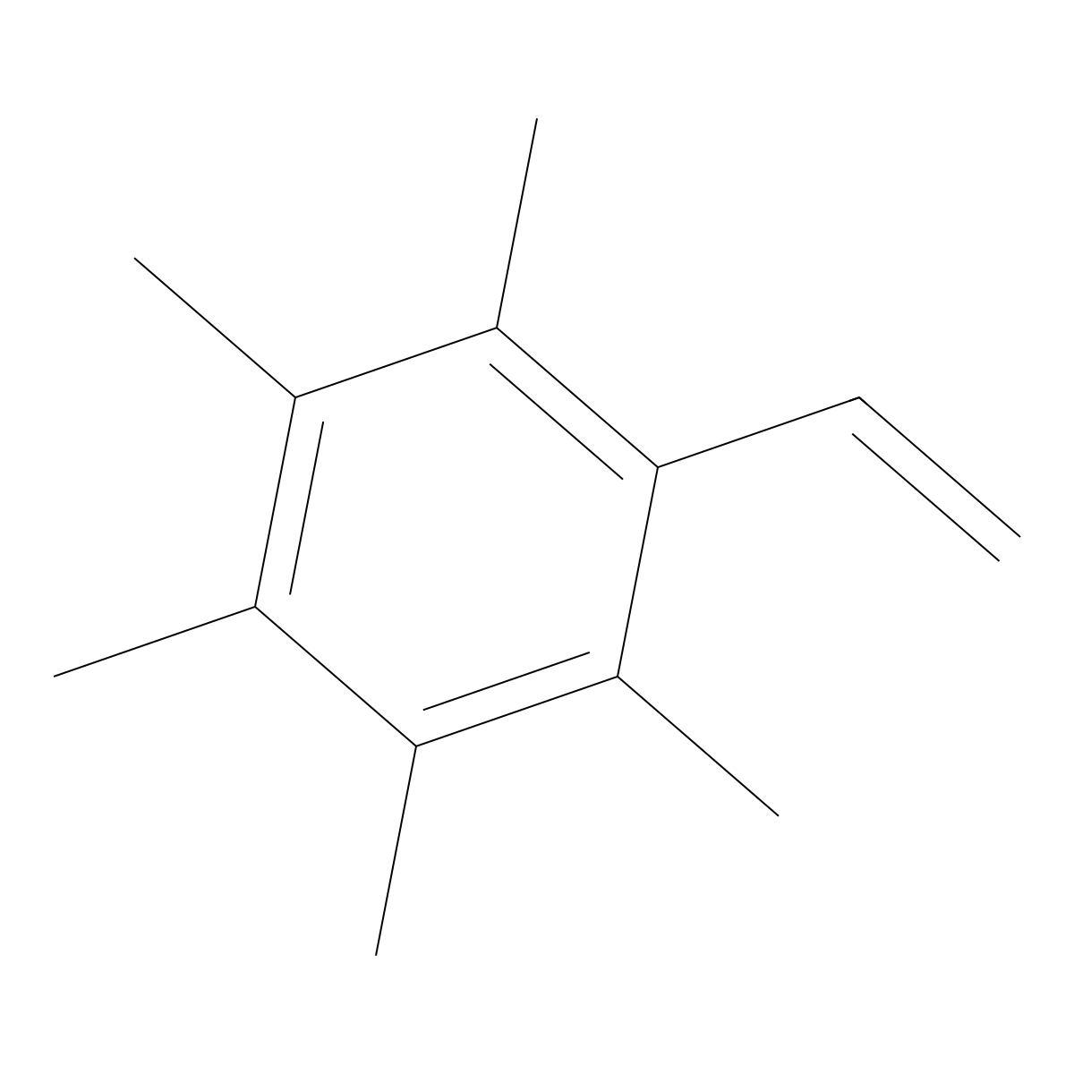 1-Ethenyl-2,3,4,5,6-pentamethylbenzene molecular structure, CAS 13324-25-9