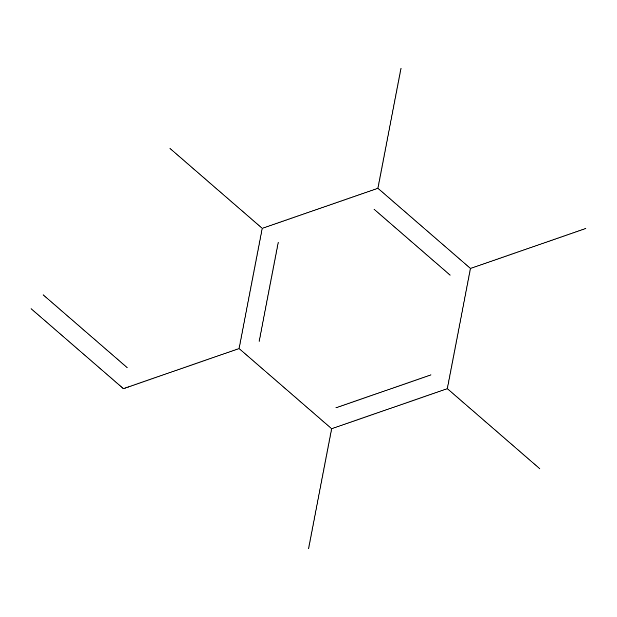 1-Ethenyl-2,3,4,5,6-pentamethylbenzene molecular structure, CAS 13324-25-9