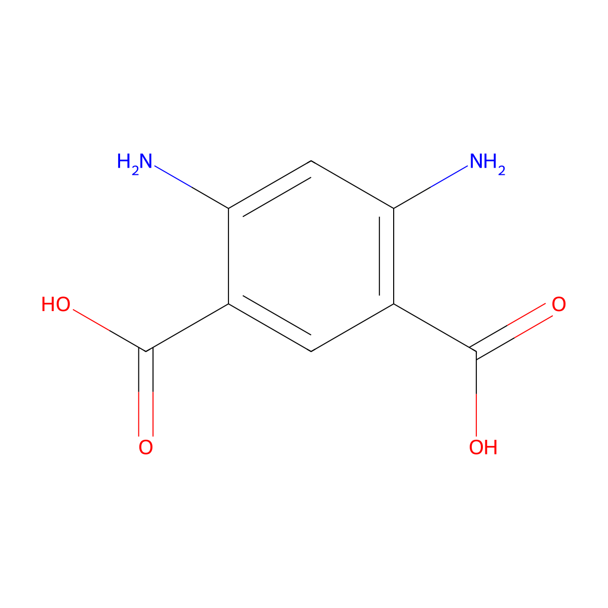 4,6-Diaminobenzene-1,3-dicarboxylic acid molecular structure, CAS 13324-94-2