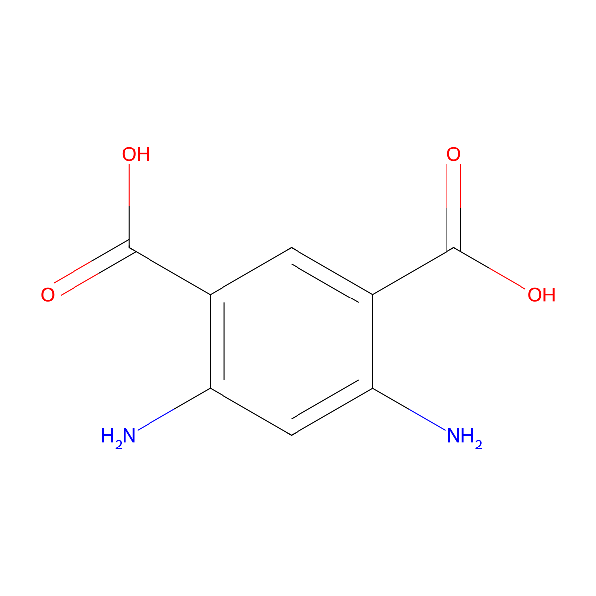 4,6-Diaminobenzene-1,3-dicarboxylic acid molecular structure, CAS 13324-94-2