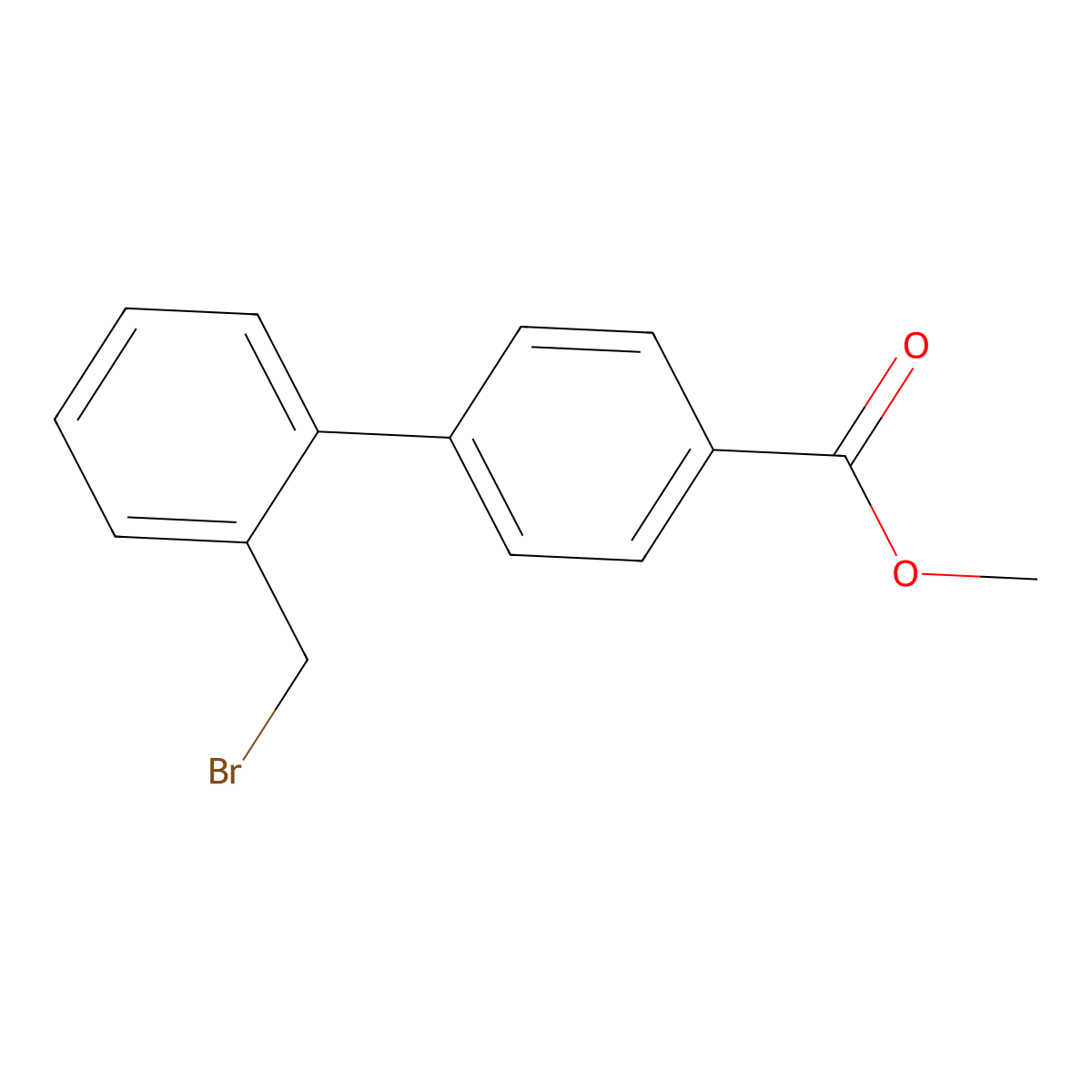 Methyl 2'-(bromomethyl)-[1,1'-biphenyl]-4-carboxylate molecular structure, CAS 133240-26-3