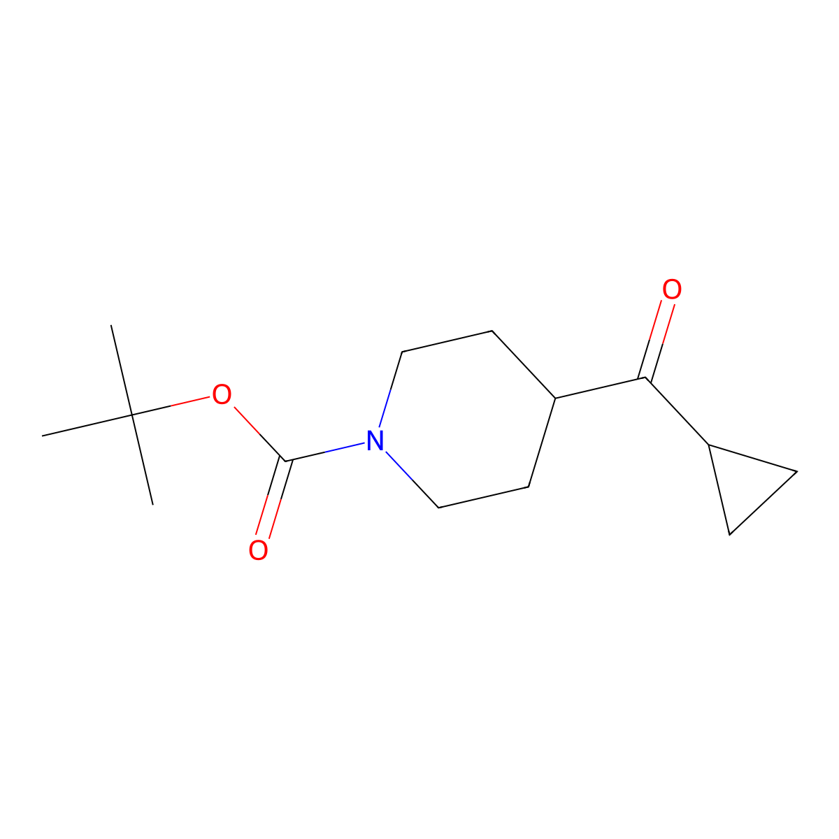 Tert-butyl 4-(cyclopropanecarbonyl)piperidine-1-carboxylate molecular structure, CAS 1332455-34-1