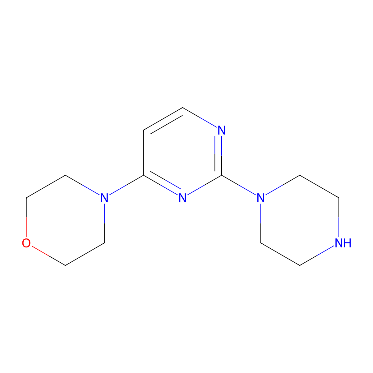 4-[2-(Piperazin-1-yl)pyrimidin-4-yl]morpholine molecular structure, CAS 1332458-30-6