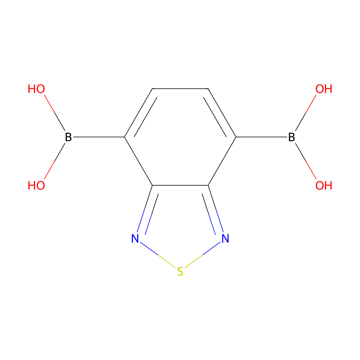 Benzo[c][1,2,5]thiadiazole-4,7-diyldiboronic acid molecular structure, CAS 1332458-85-1