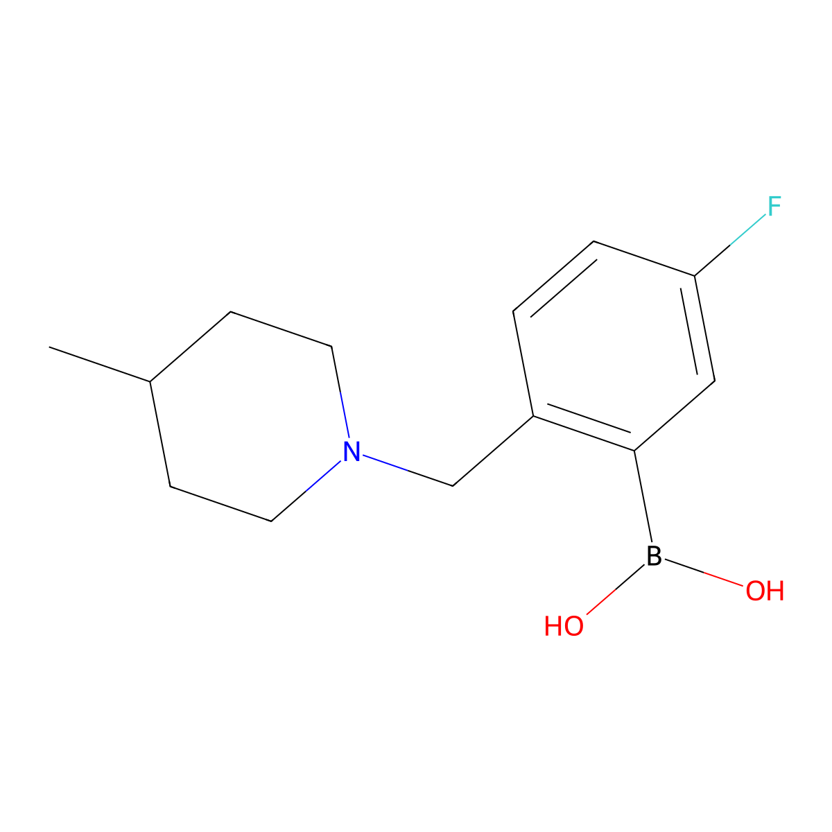 (5-Fluoro-2-((4-methylpiperidin-1-yl)methyl)phenyl)boronic acid molecular structure, CAS 1332505-87-9