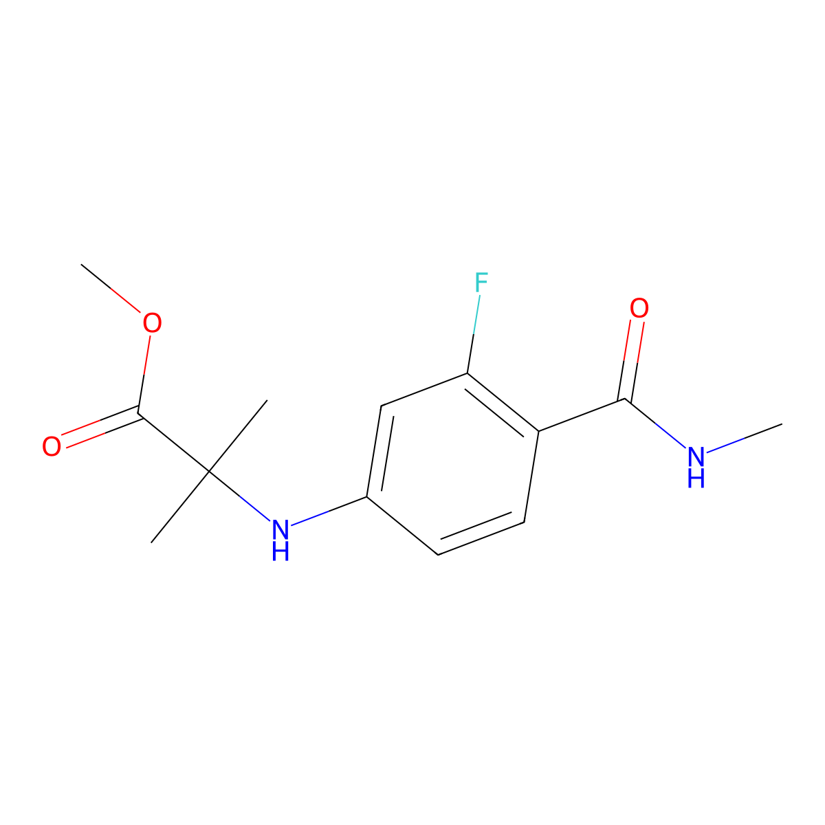 N-(3-Fluoro-4-((methylamino)carbonyl)phenyl)-2-methylalanine methyl ester molecular structure, CAS 1332524-01-2