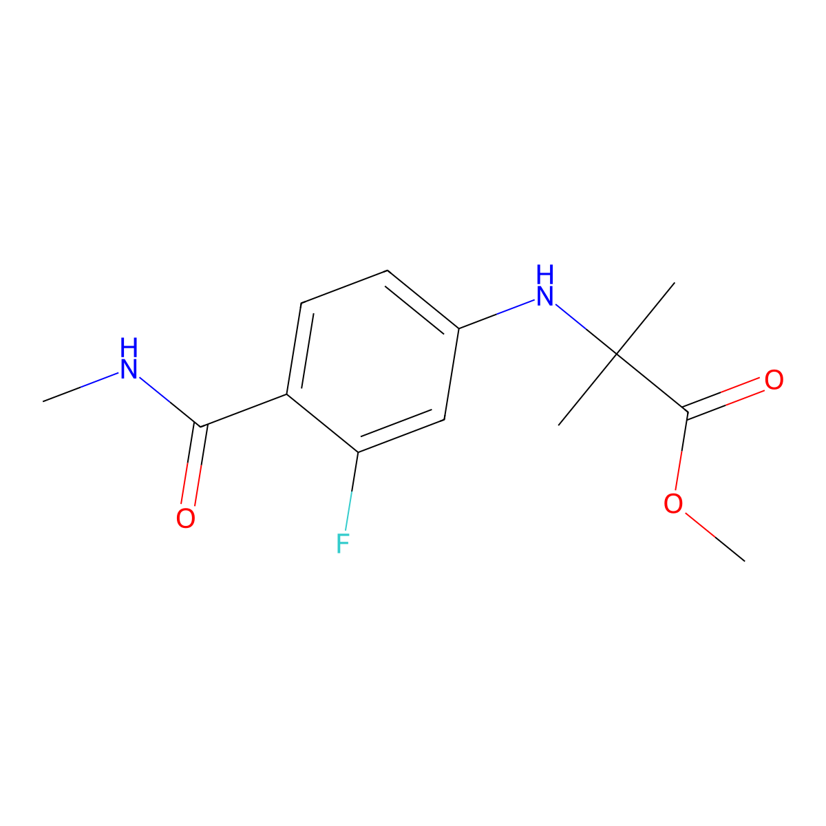 N-(3-Fluoro-4-((methylamino)carbonyl)phenyl)-2-methylalanine methyl ester molecular structure, CAS 1332524-01-2