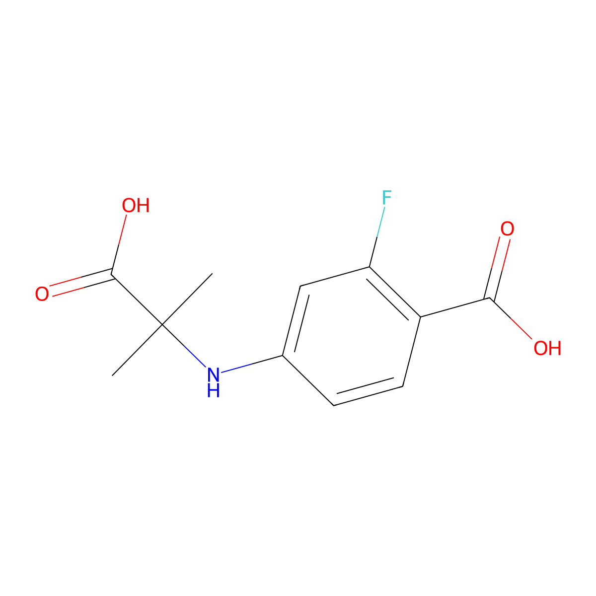 4-(2-Carboxypropan-2-ylamino)-2-fluorobenzoic acid molecular structure, CAS 1332524-02-3