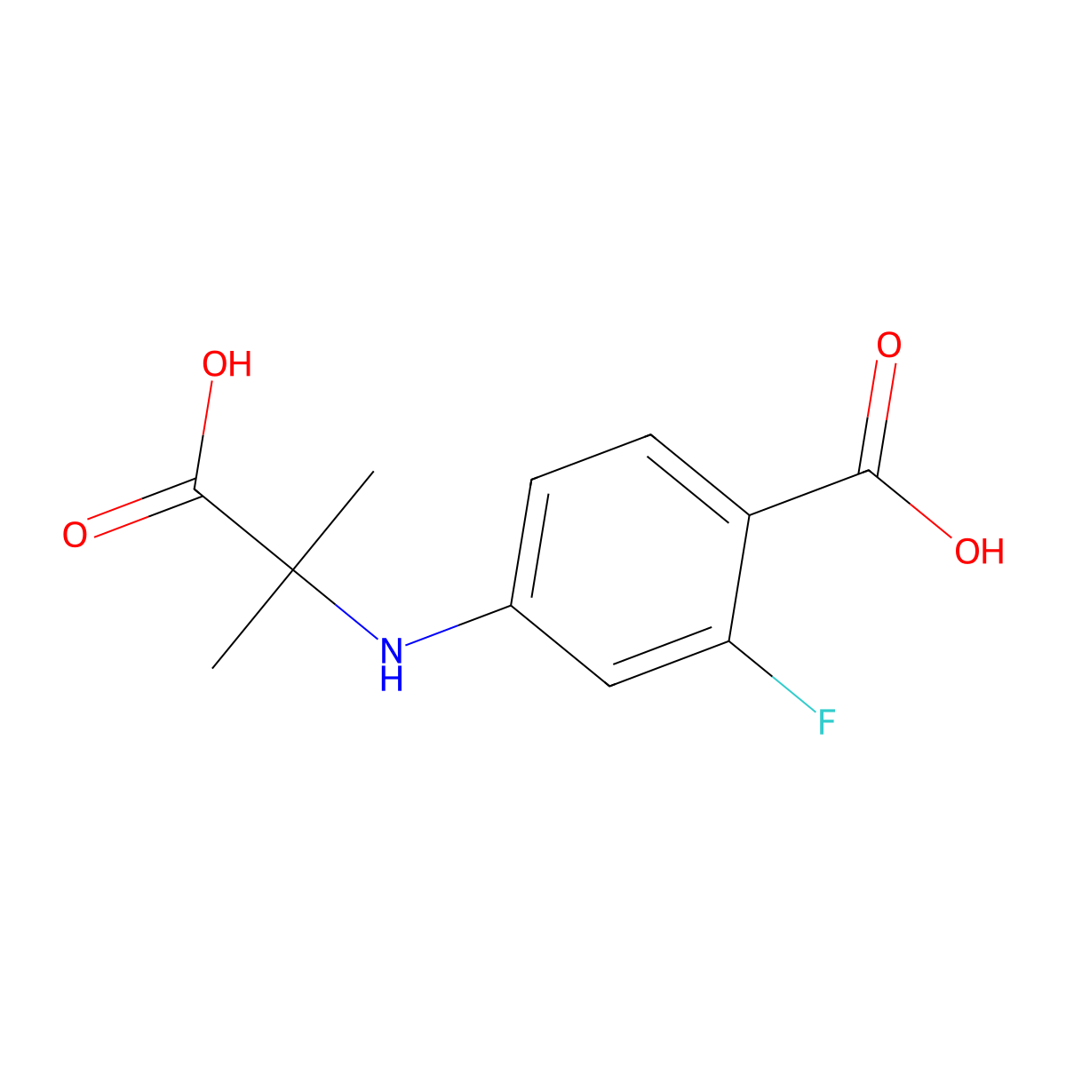 4-(2-Carboxypropan-2-ylamino)-2-fluorobenzoic acid molecular structure, CAS 1332524-02-3