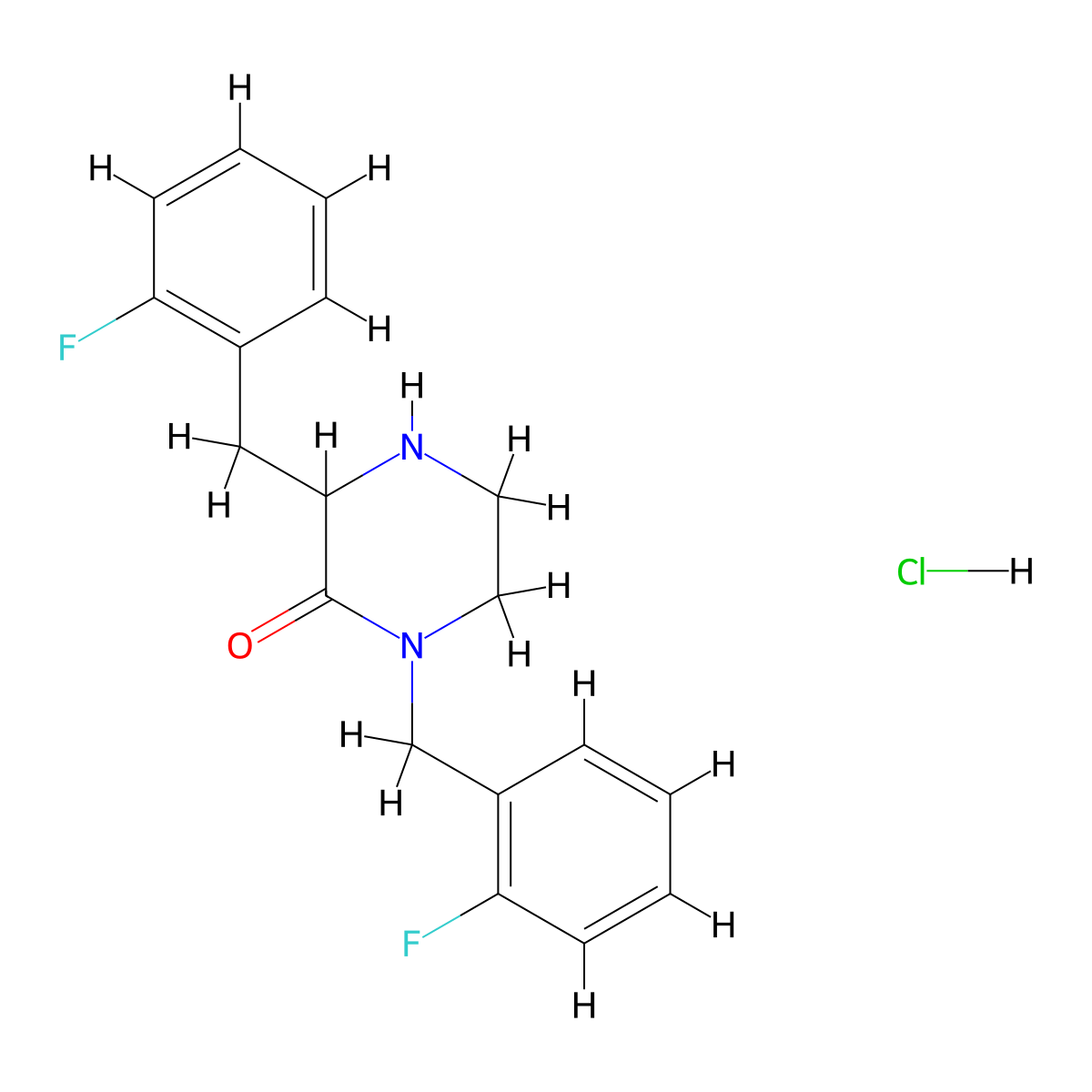 1,3-Bis(2-fluorobenzyl)piperazin-2-onehydrochloride molecular structure, CAS 1332528-24-1