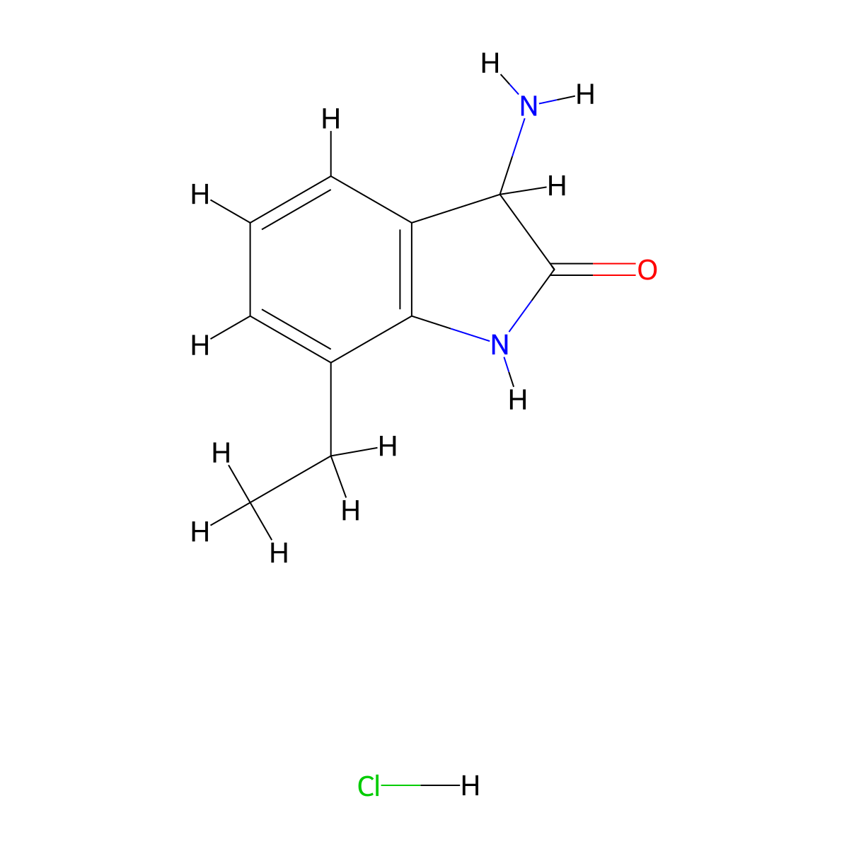 3-Amino-7-ethyl-1,3-dihydro-2H-indol-2-one hydrochloride molecular structure, CAS 1332528-28-5
