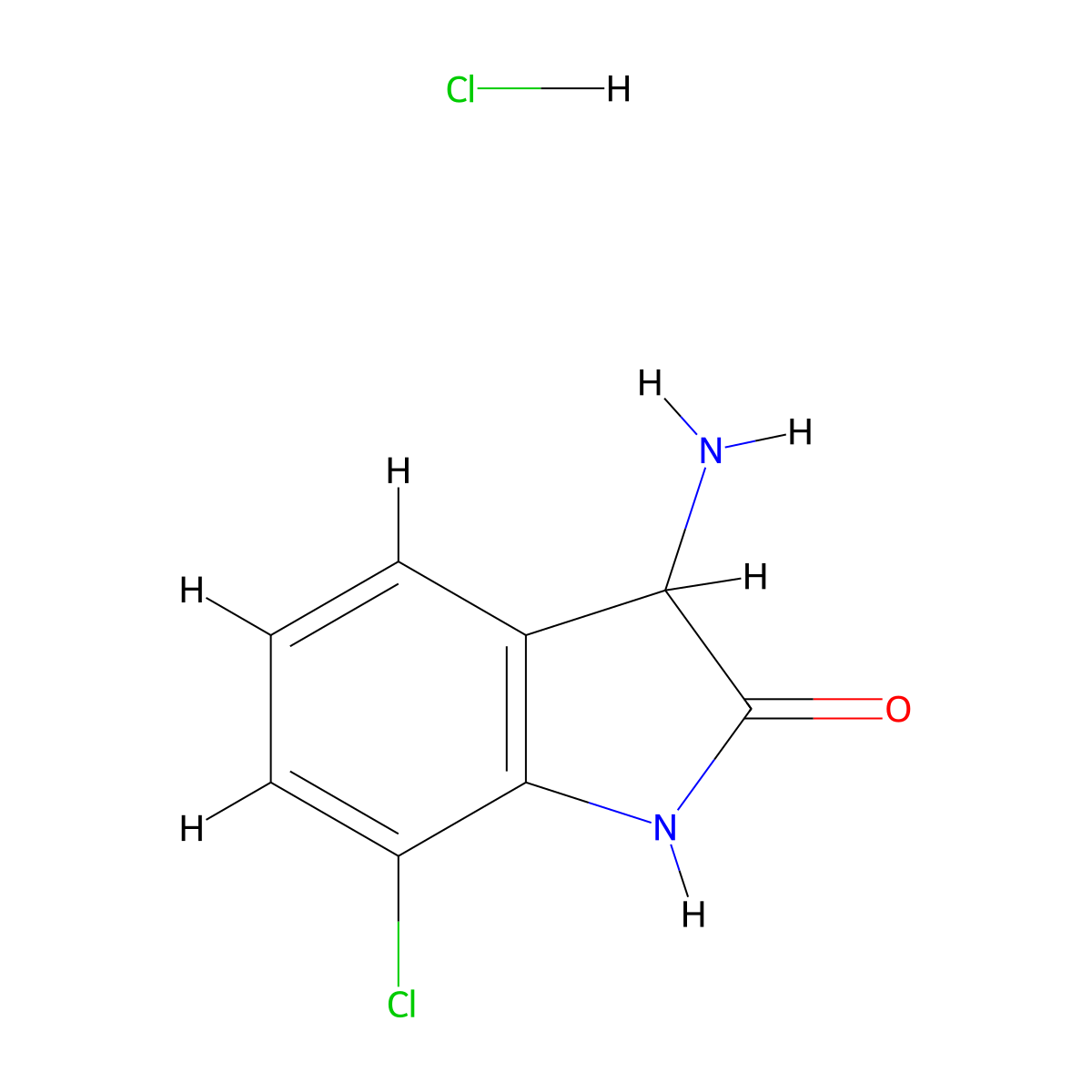 3-amino-7-chloro-2,3-dihydro-1H-indol-2-one hydrochloride molecular structure, CAS 1332528-31-0