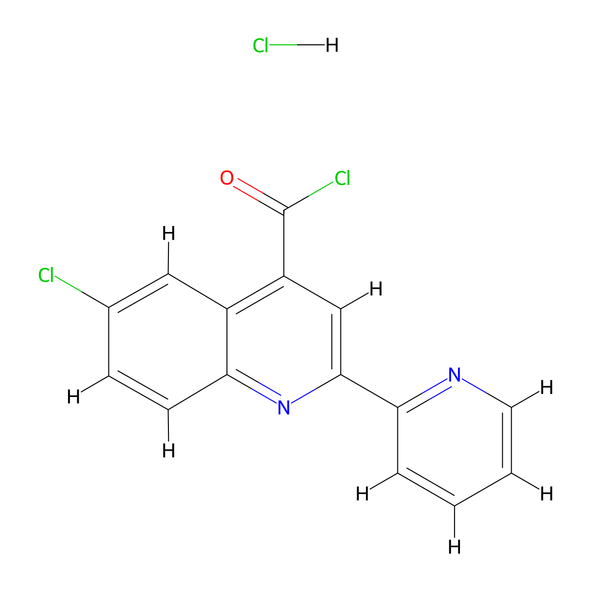 6-Chloro-2-(pyridin-2-yl)quinoline-4-carbonyl chloride hydrochloride molecular structure, CAS 1332528-36-5