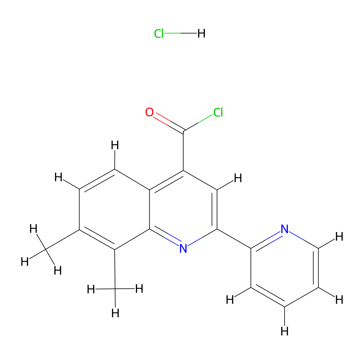7,8-Dimethyl-2-pyridin-2-ylquinoline-4-carbonyl chloride hydrochloride molecular structure, CAS 1332528-38-7