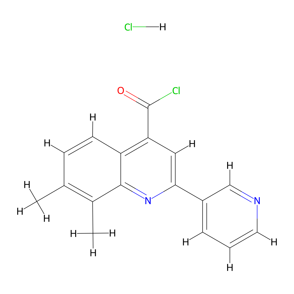 7,8-Dimethyl-2-(pyridin-3-yl)quinoline-4-carbonyl chloride hydrochloride molecular structure, CAS 1332528-39-8