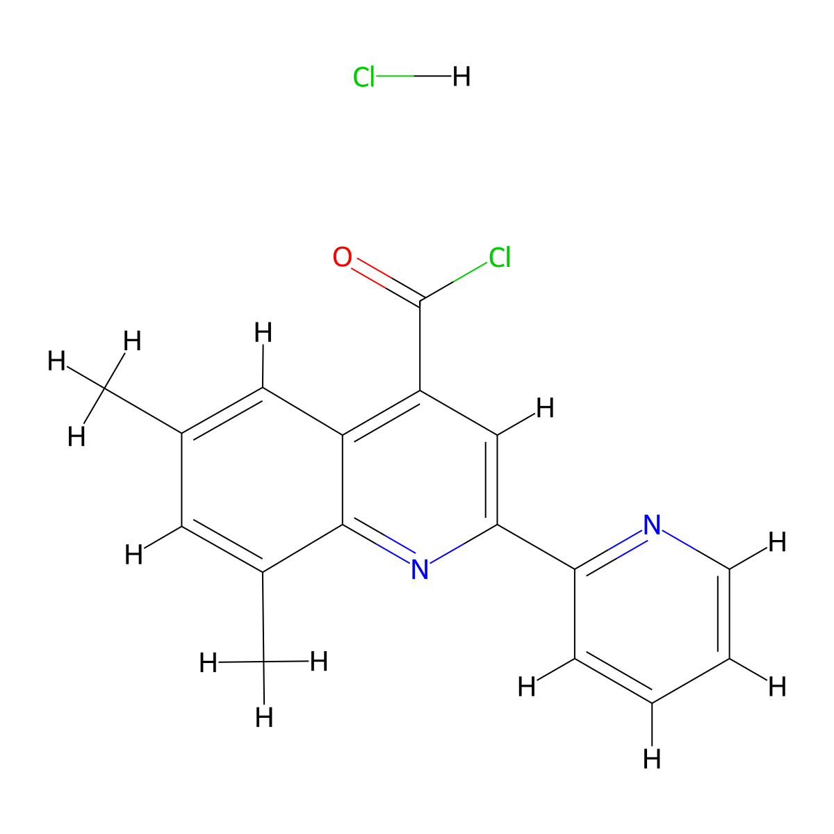 6,8-Dimethyl-2-pyridin-2-ylquinoline-4-carbonyl chloride hydrochloride molecular structure, CAS 1332528-41-2