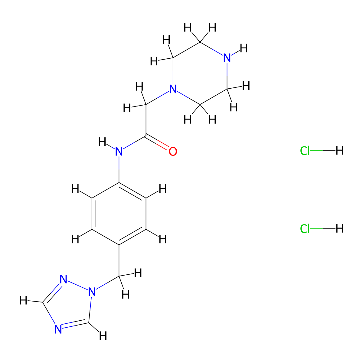 2-piperazin-1-yl-N-[4-(1H-1,2,4-triazol-1-ylmethyl)phenyl]acetamide dihydrochloride molecular structure, CAS 1332528-47-8
