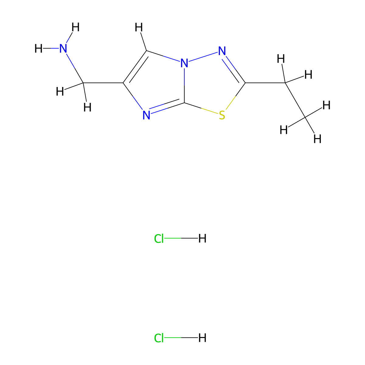 (2-Ethylimidazo[2,1-b][1,3,4]thiadiazol-6-yl)methanamine dihydrochloride molecular structure, CAS 1332528-48-9
